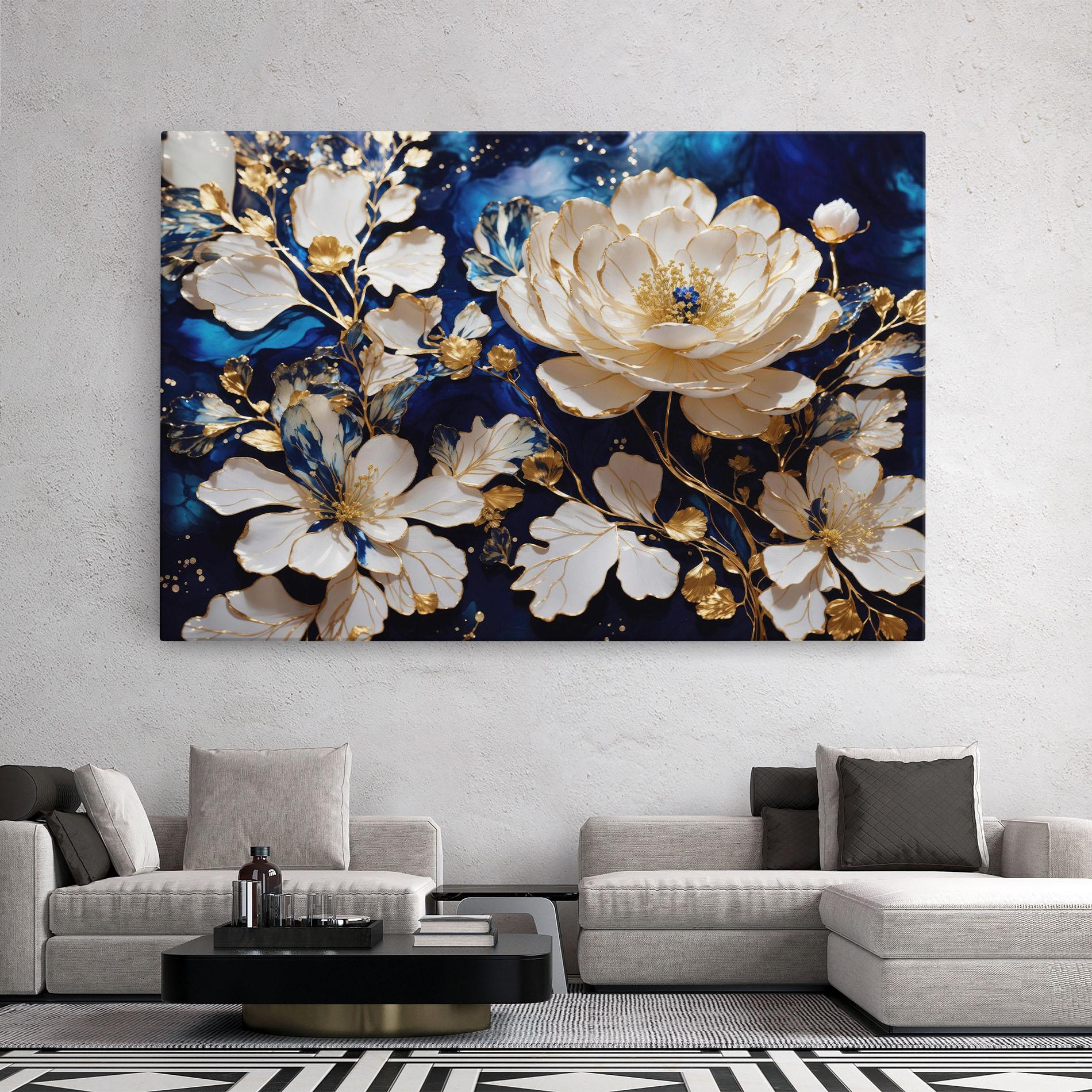 Vászonkép Beautiful Golden White Rose mockup 2