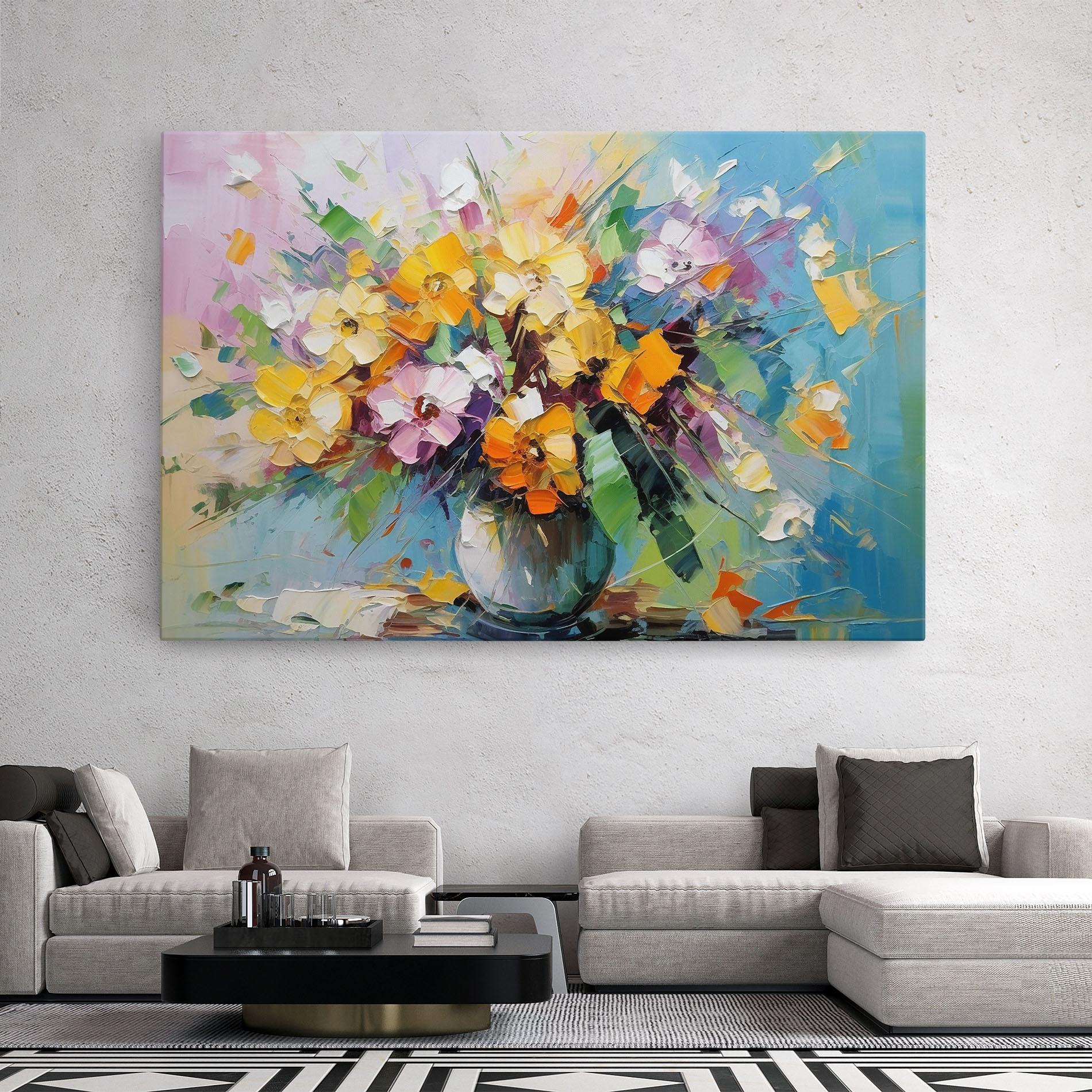 Vászonkép Colorfull Flowers Painting mockup 2