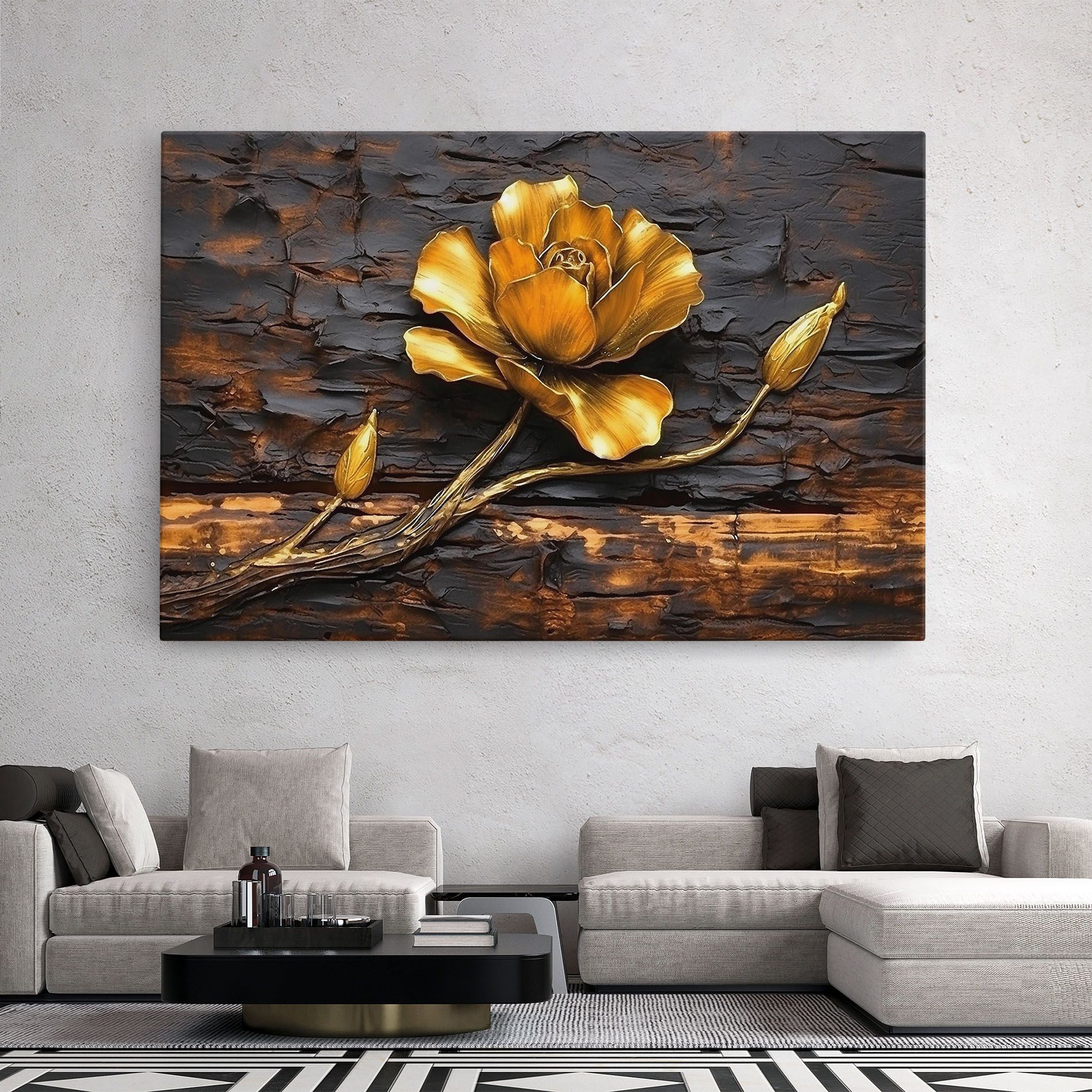 Golden Rose On Wood mockup 2