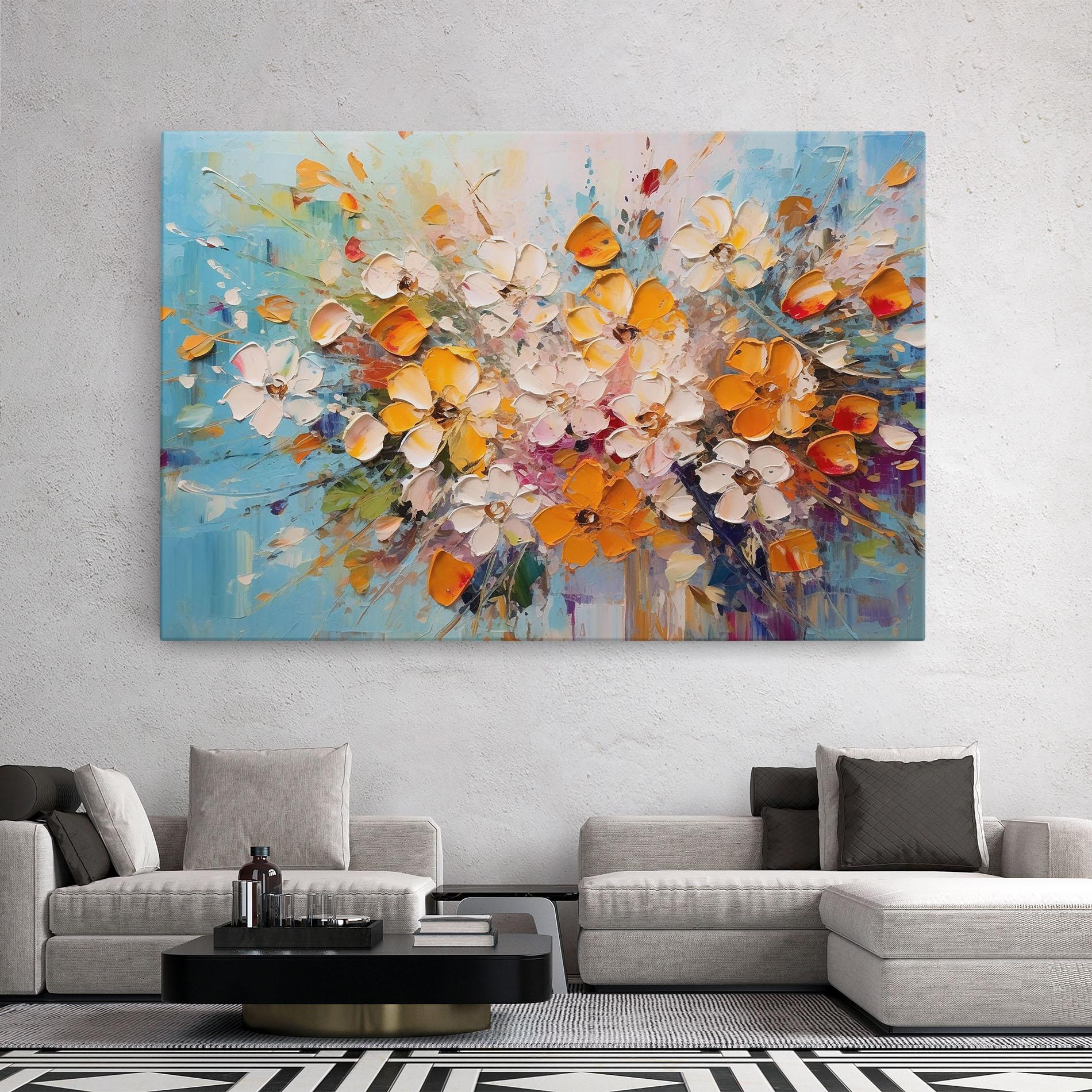 Vászonkép Pretty Flowers On Blue mockup 2