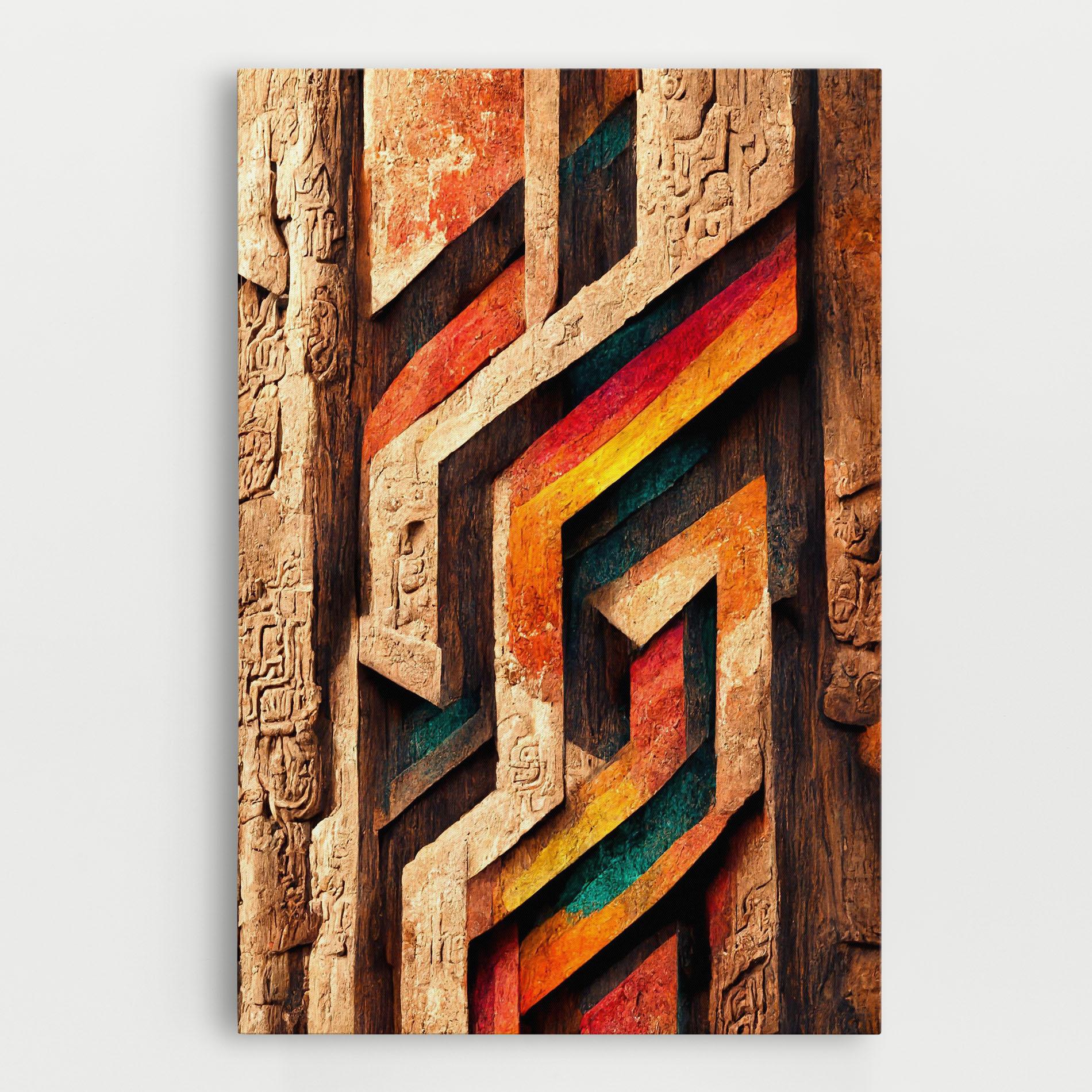 Vászonkép Mayan Style Wood mockup 0