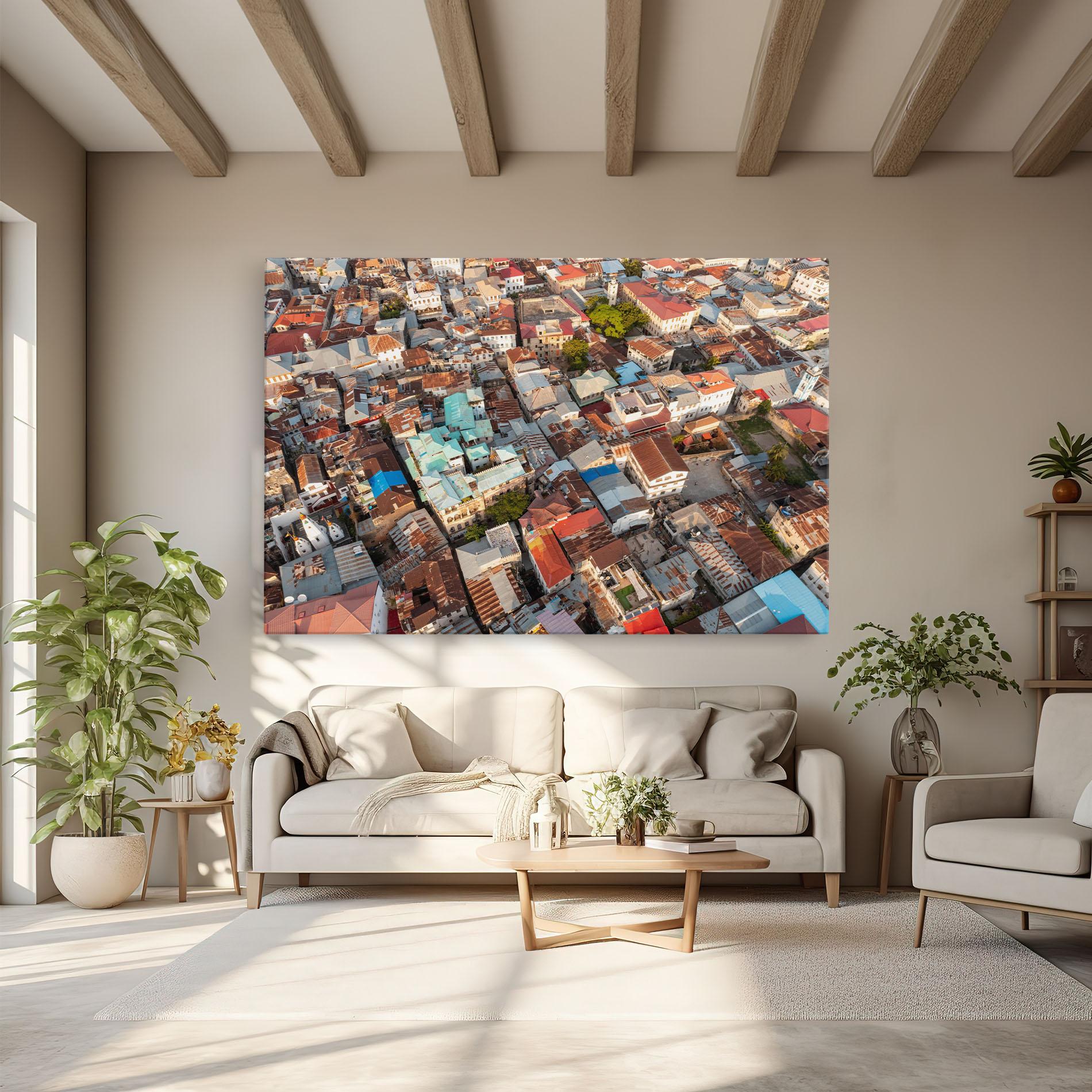 Vászonkép Island Tanzania Buildings mockup 6