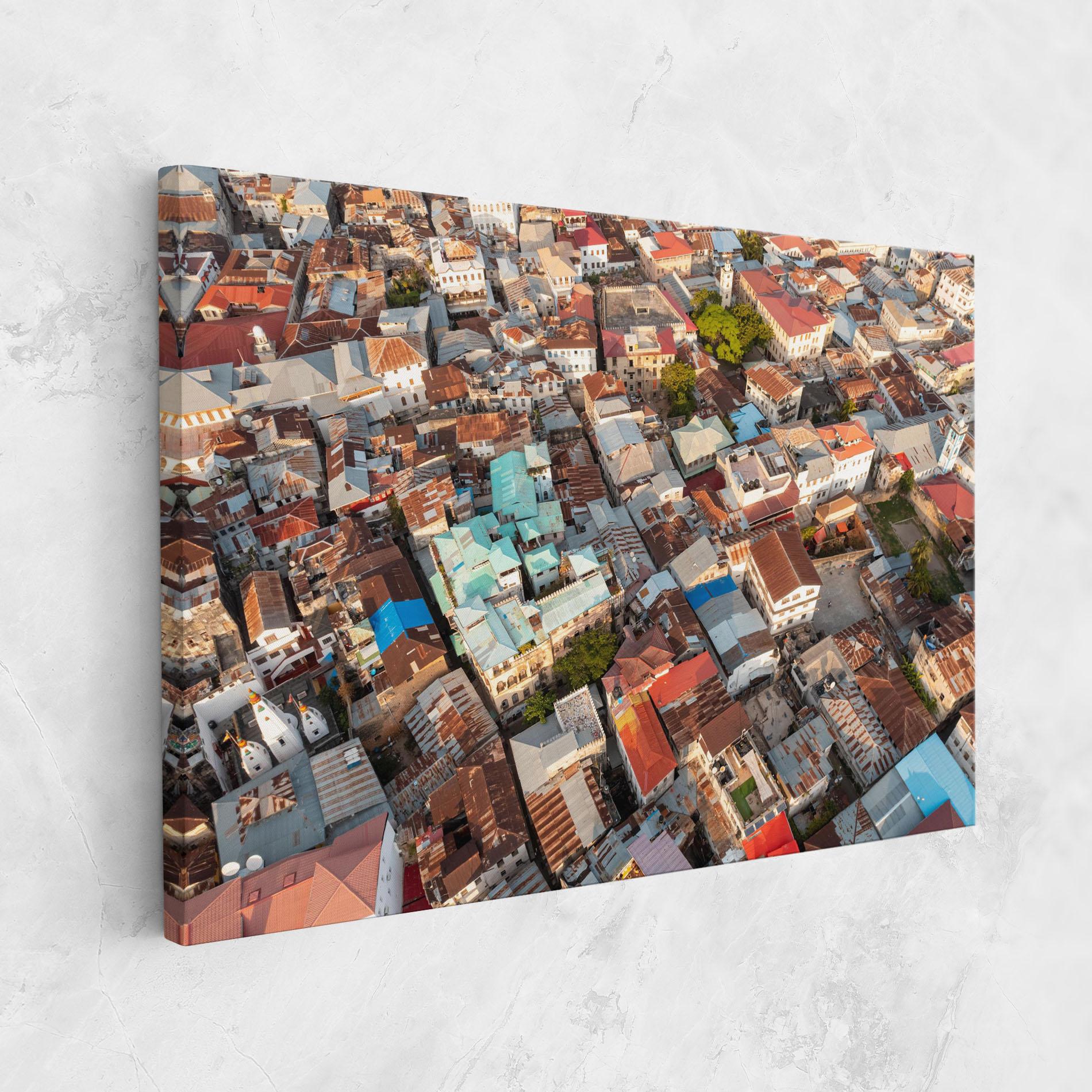 Vászonkép Island Tanzania Buildings mockup 1