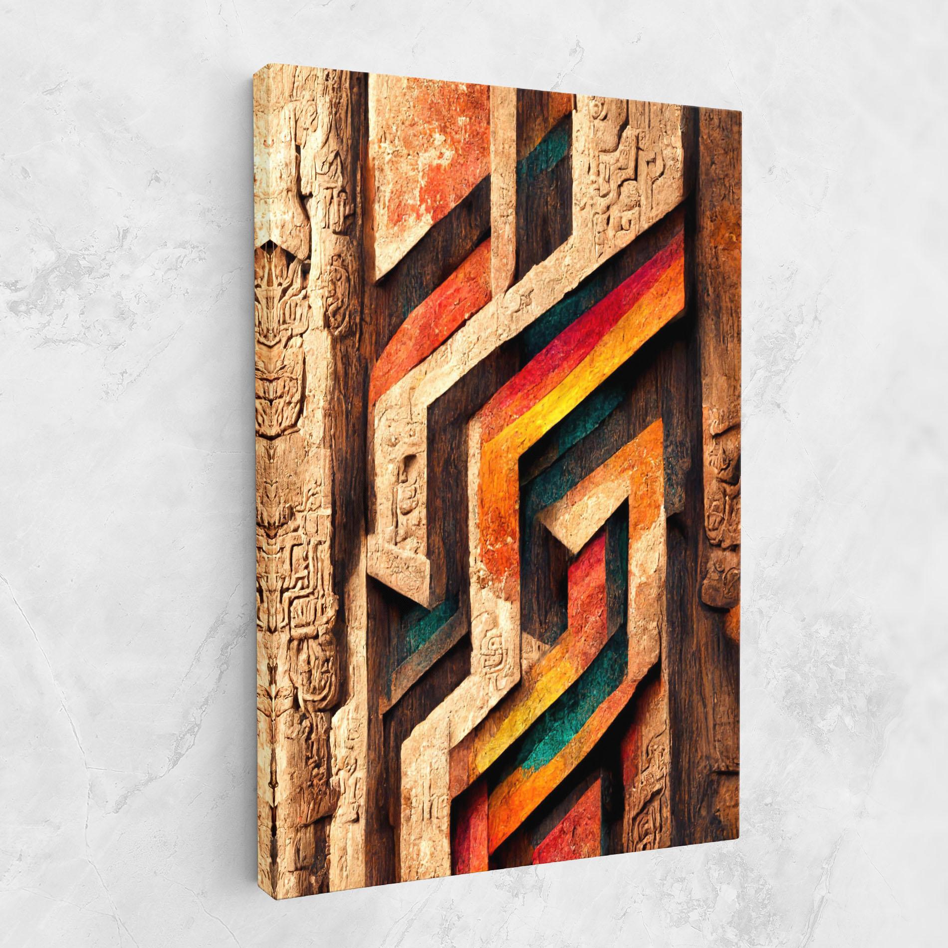 Vászonkép Mayan Style Wood mockup 1