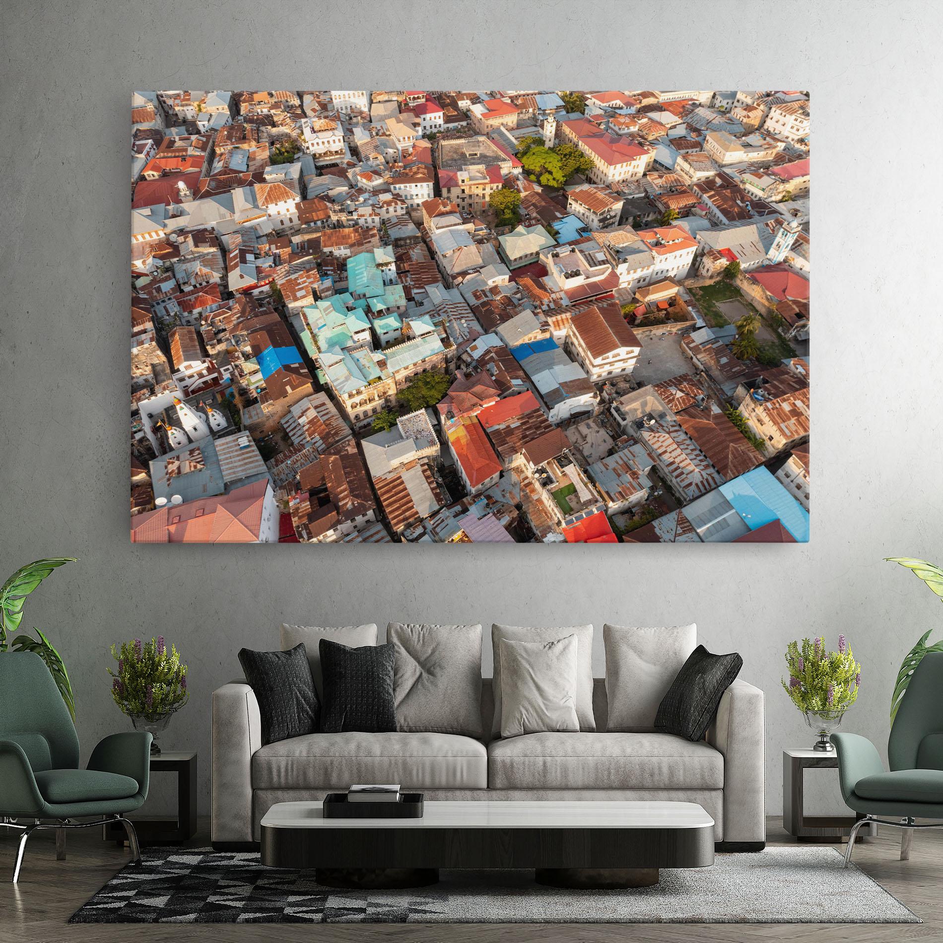 Vászonkép Island Tanzania Buildings mockup 7