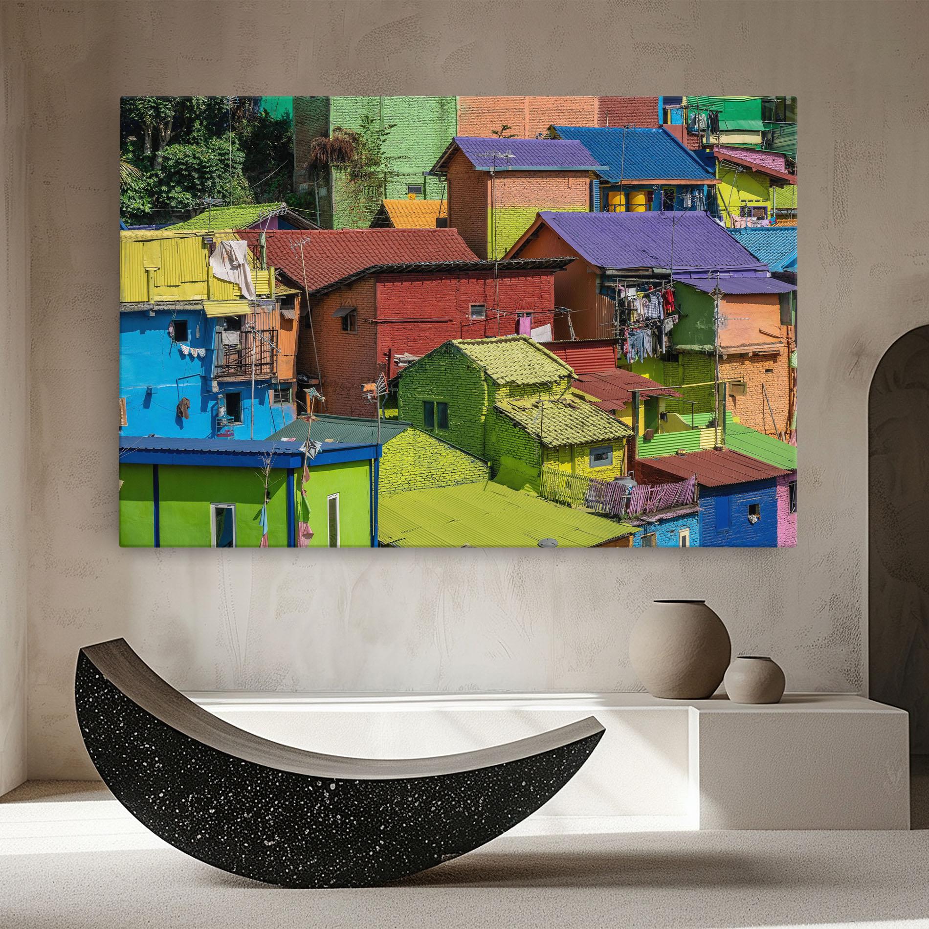 Vászonkép Colorful Small Houses mockup 8