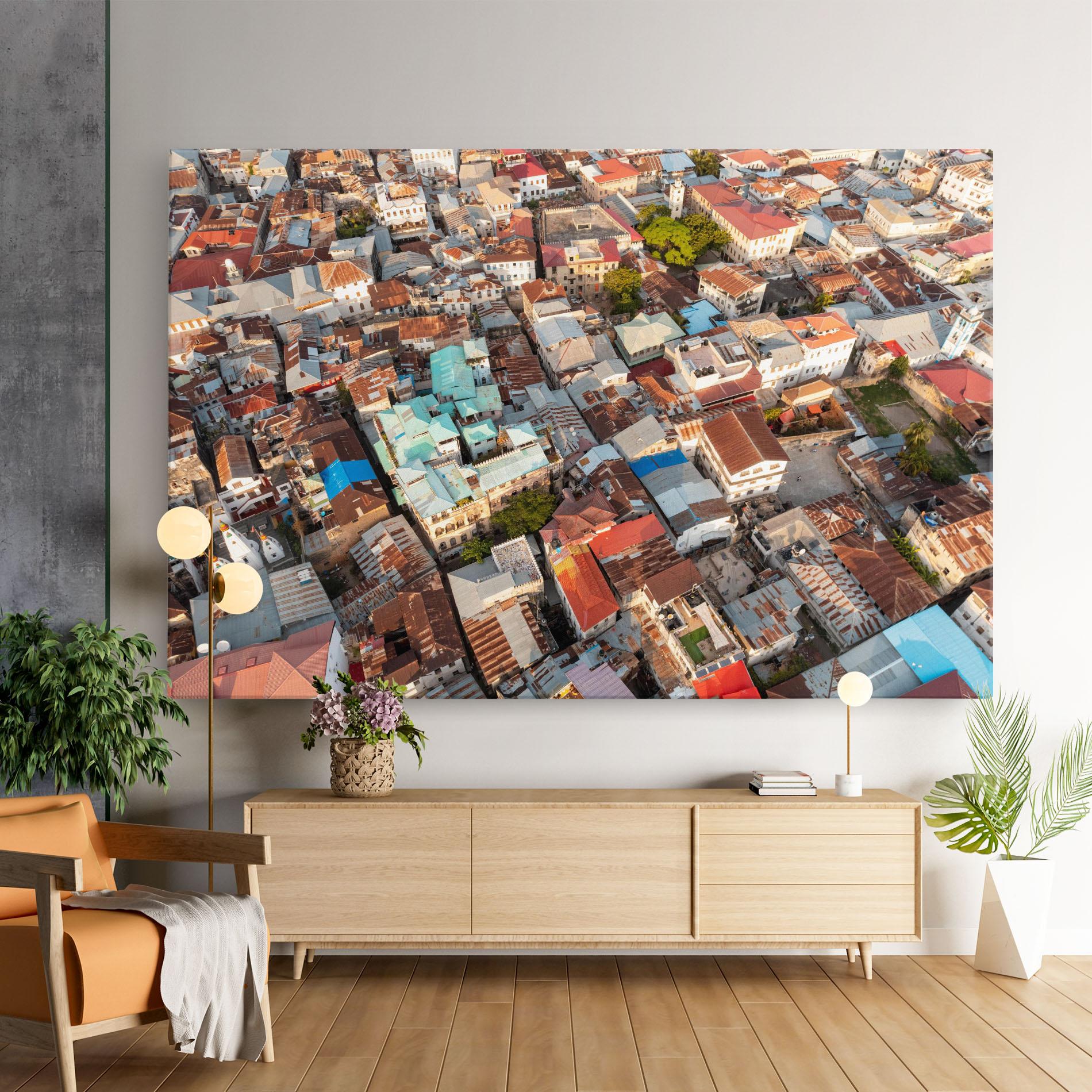 Vászonkép Island Tanzania Buildings mockup 9