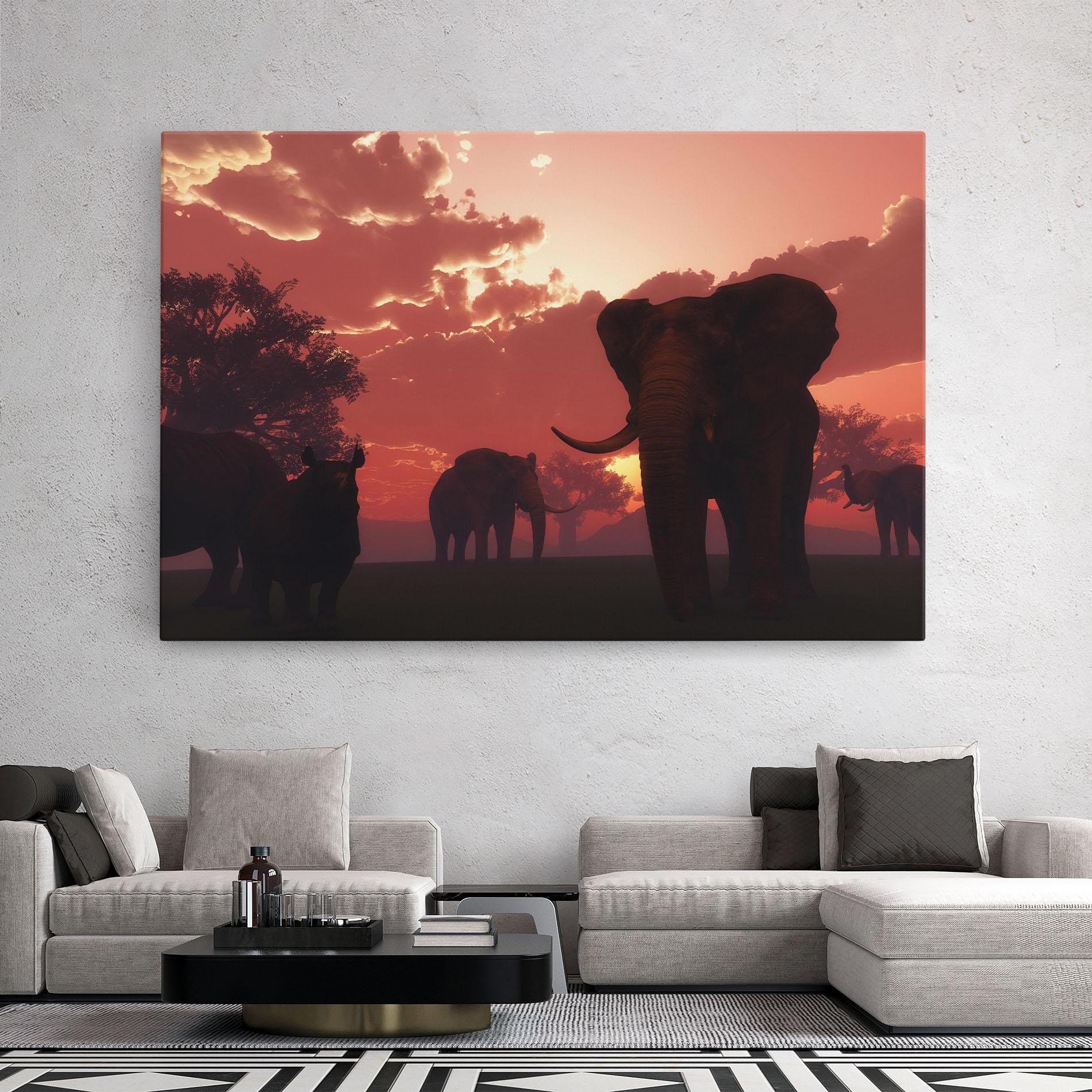 Vászonkép African Elephant View mockup 2