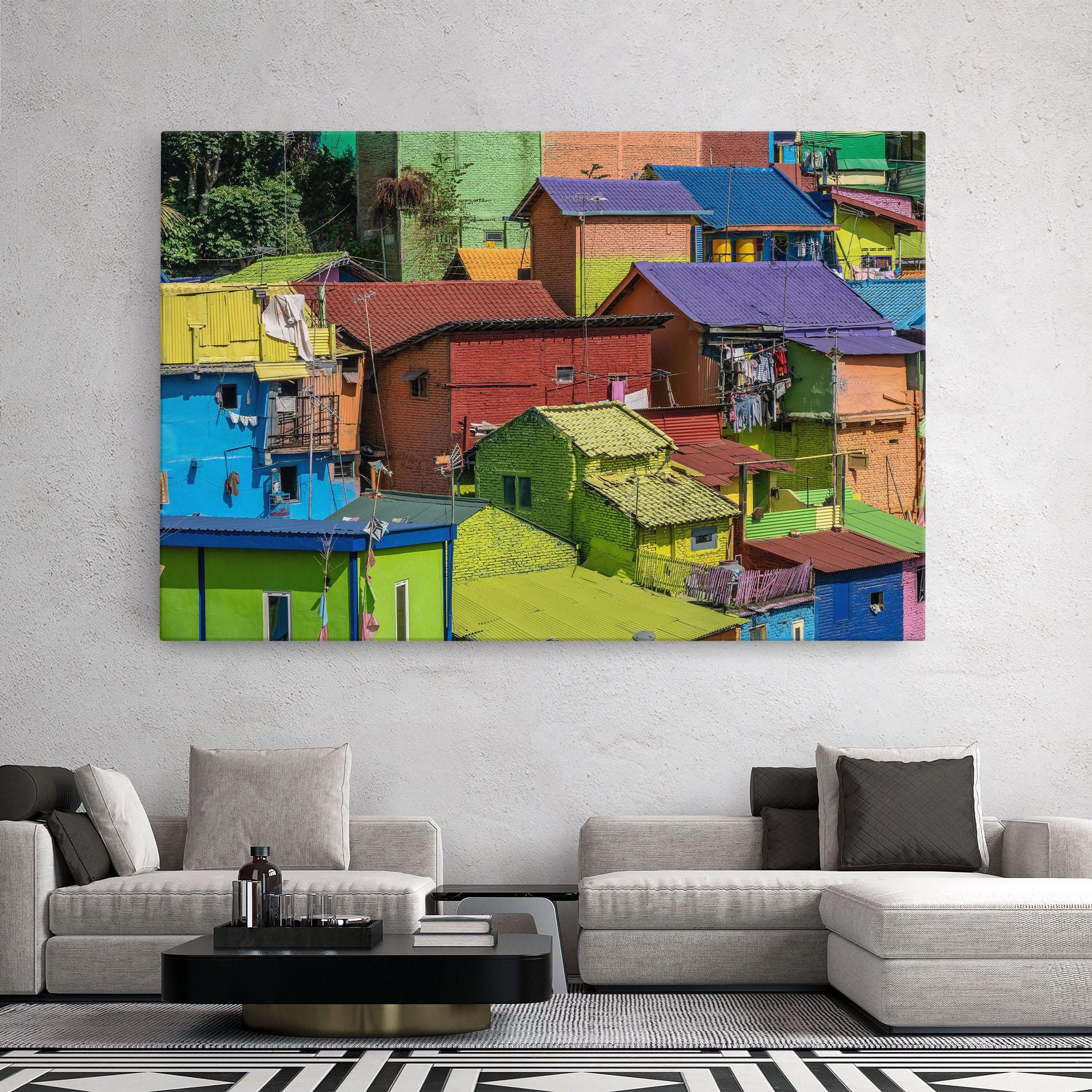 Vászonkép Colorful Small Houses mockup 2