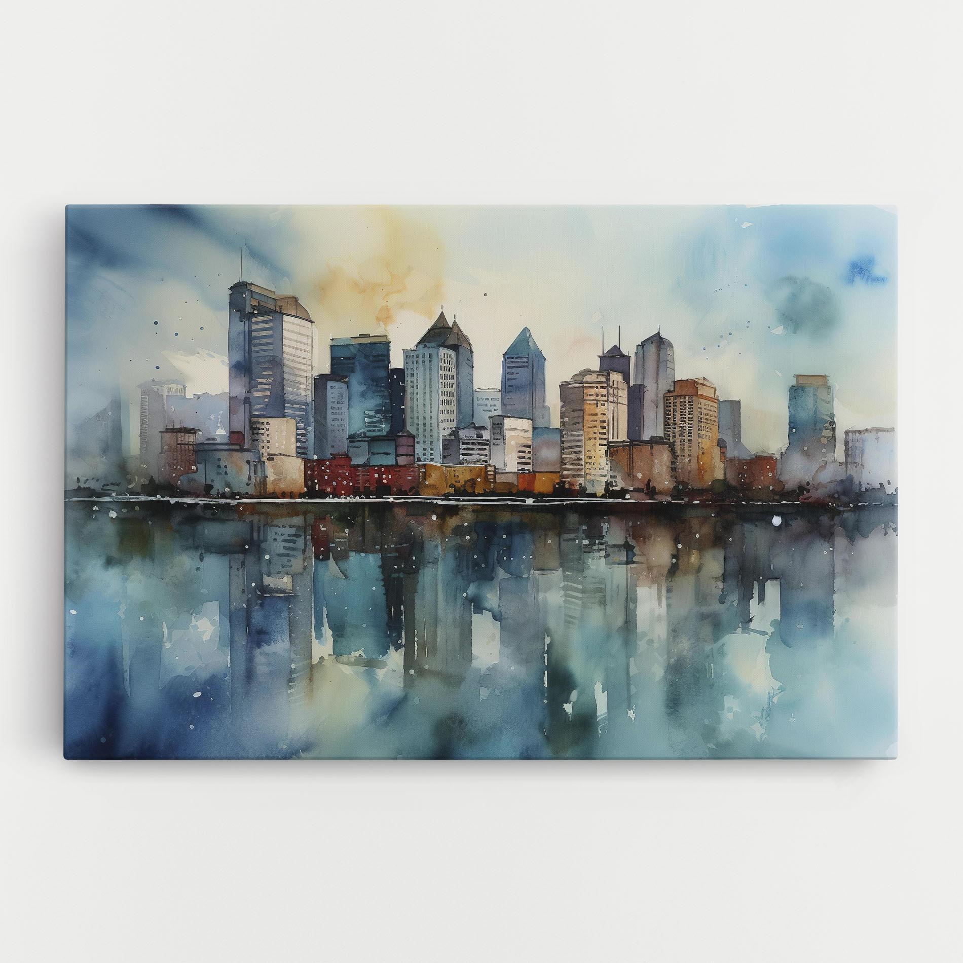 Vászonkép Watercolor City Skyline mockup 0