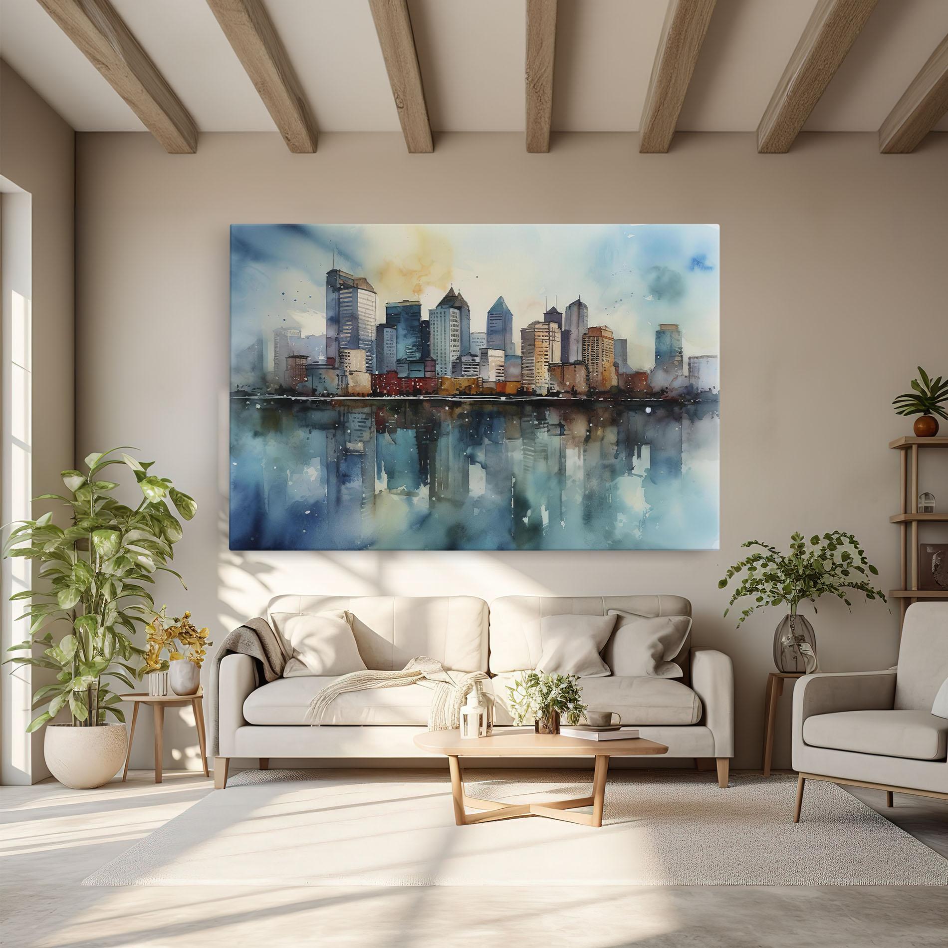 Vászonkép Watercolor City Skyline mockup 6