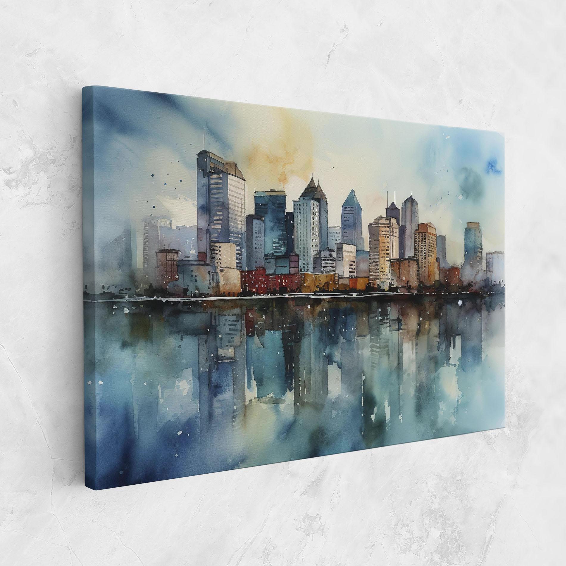 Vászonkép Watercolor City Skyline mockup 1