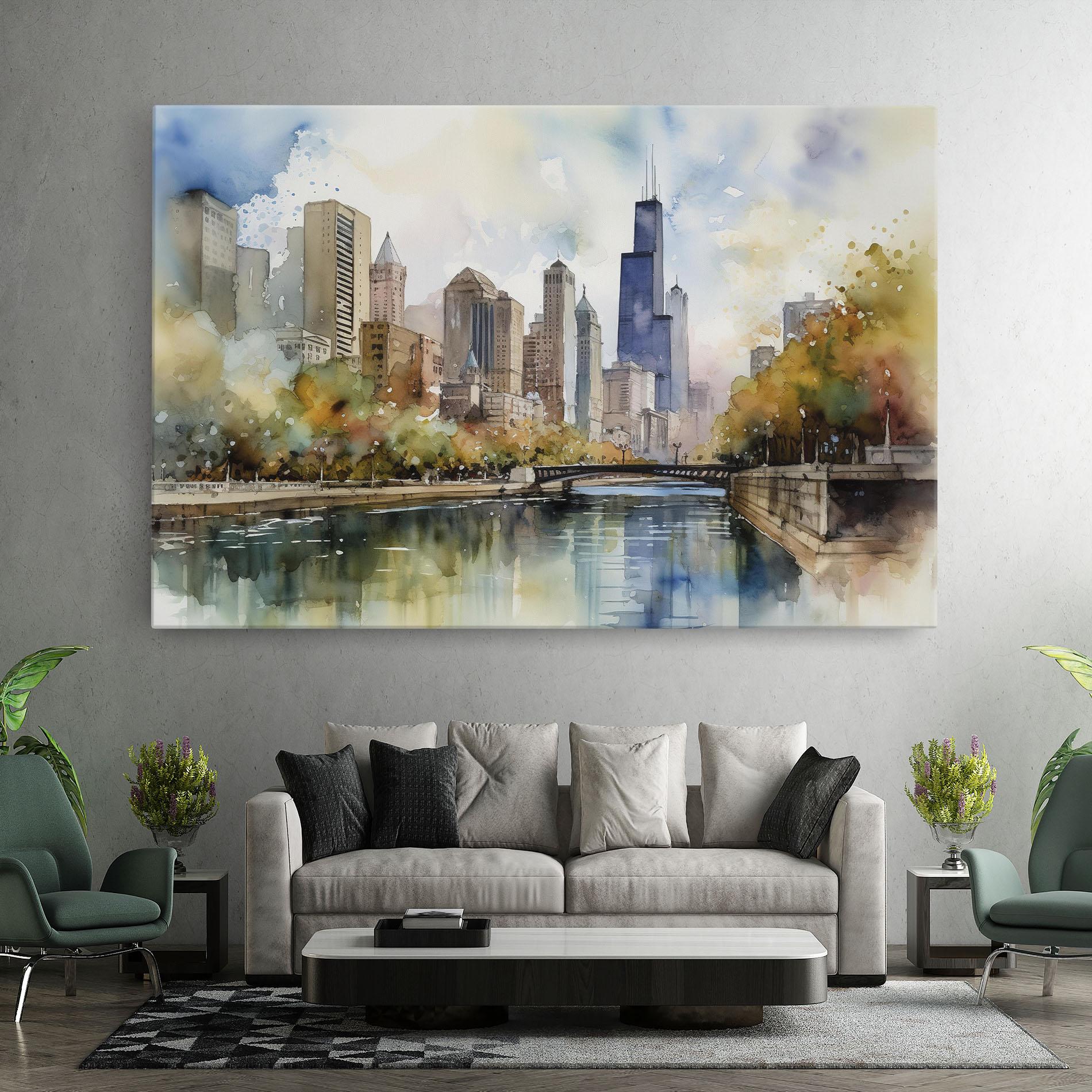 Vászonkép City Skyline Painting mockup 7