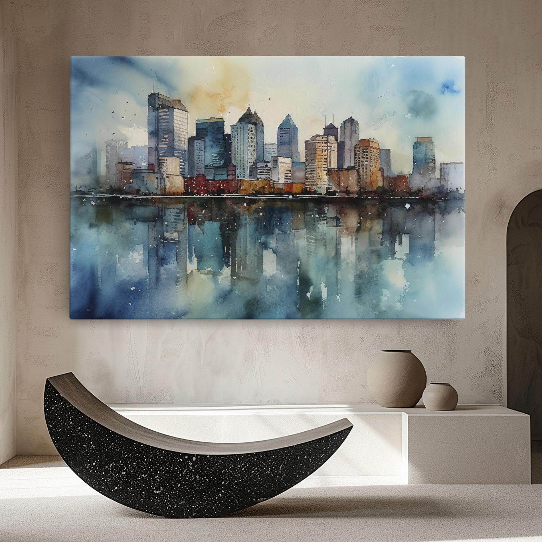 Vászonkép Watercolor City Skyline mockup 8