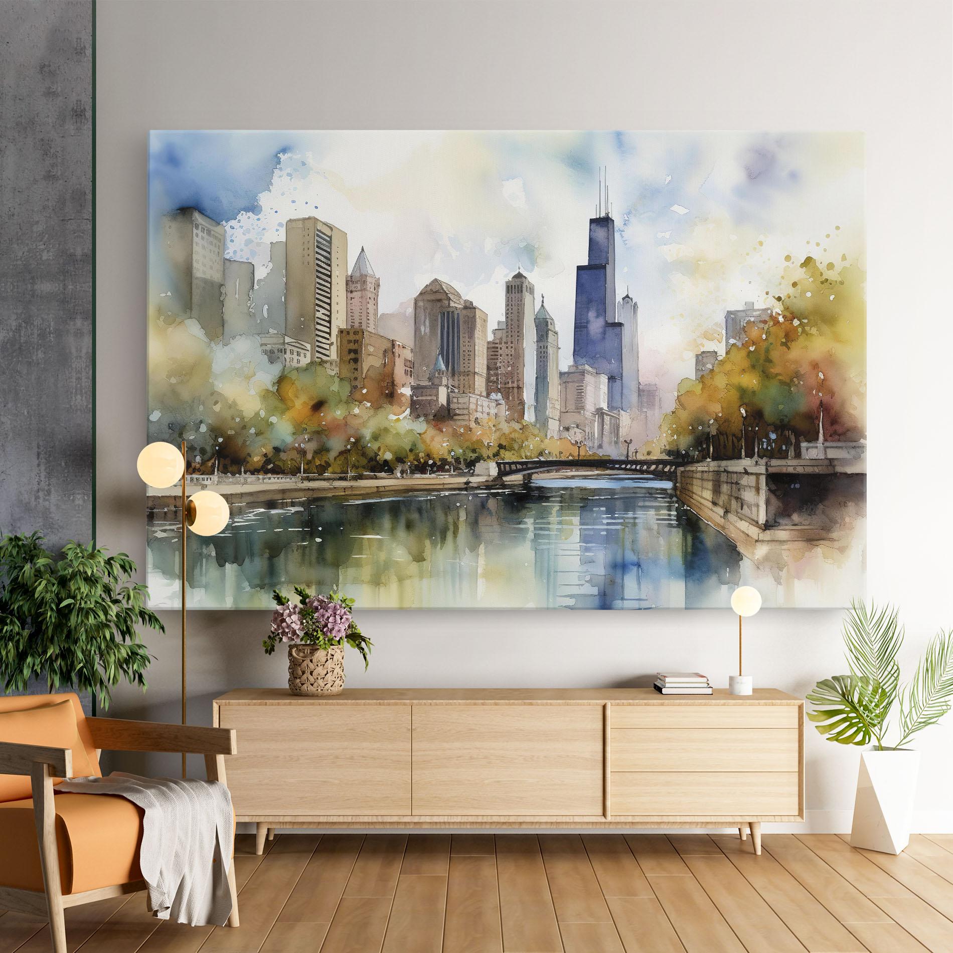 Vászonkép City Skyline Painting mockup 9