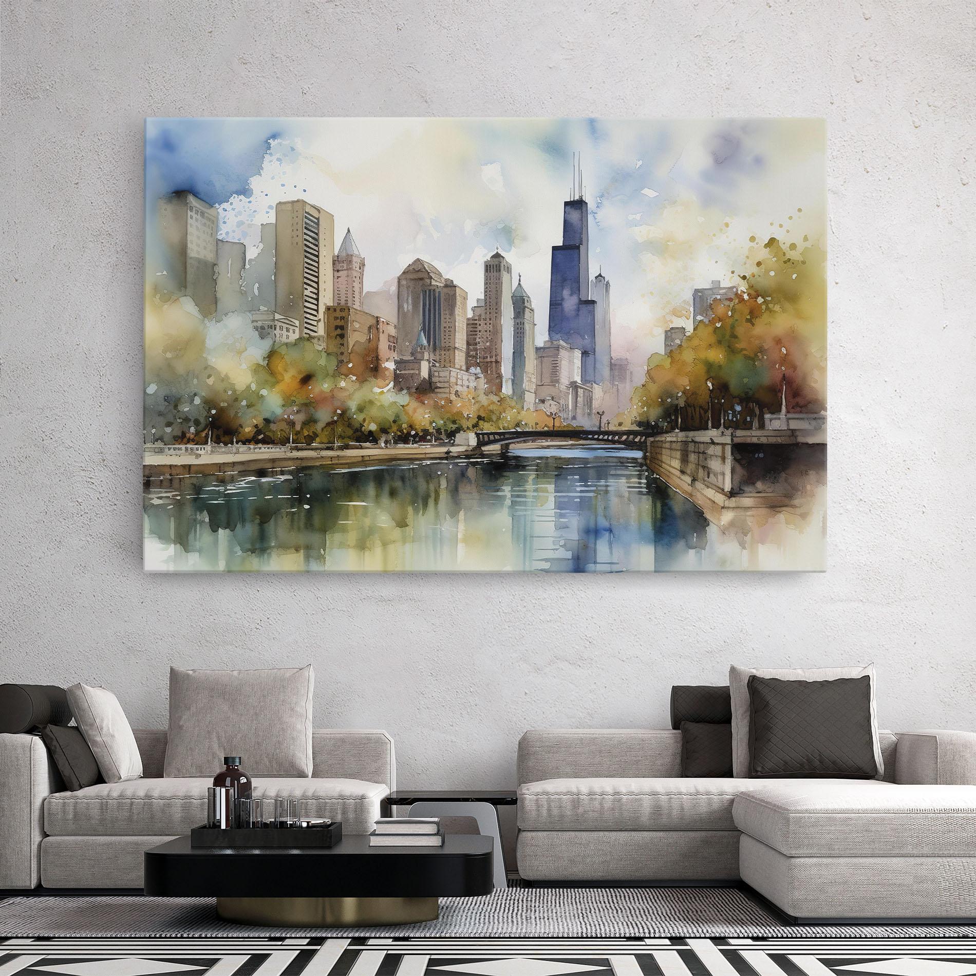 Vászonkép City Skyline Painting mockup 2