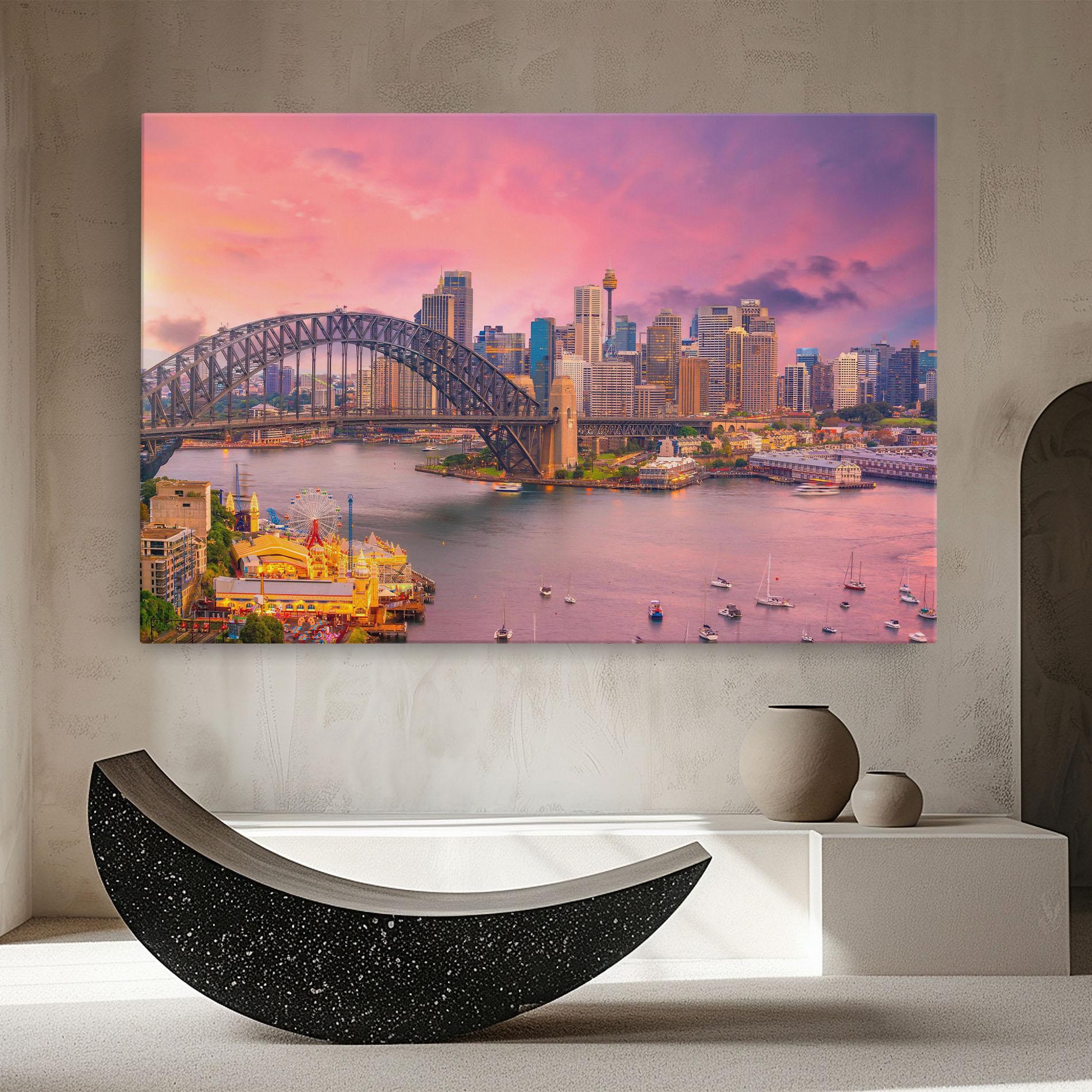Vászonkép Pink Sydney Skyline mockup 8