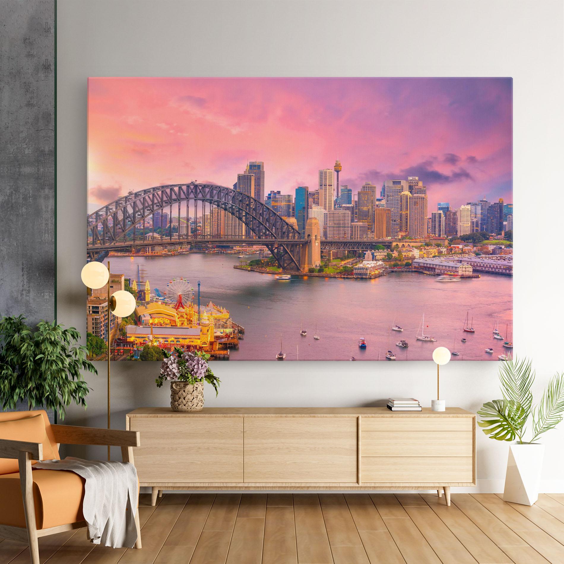 Vászonkép Pink Sydney Skyline mockup 9