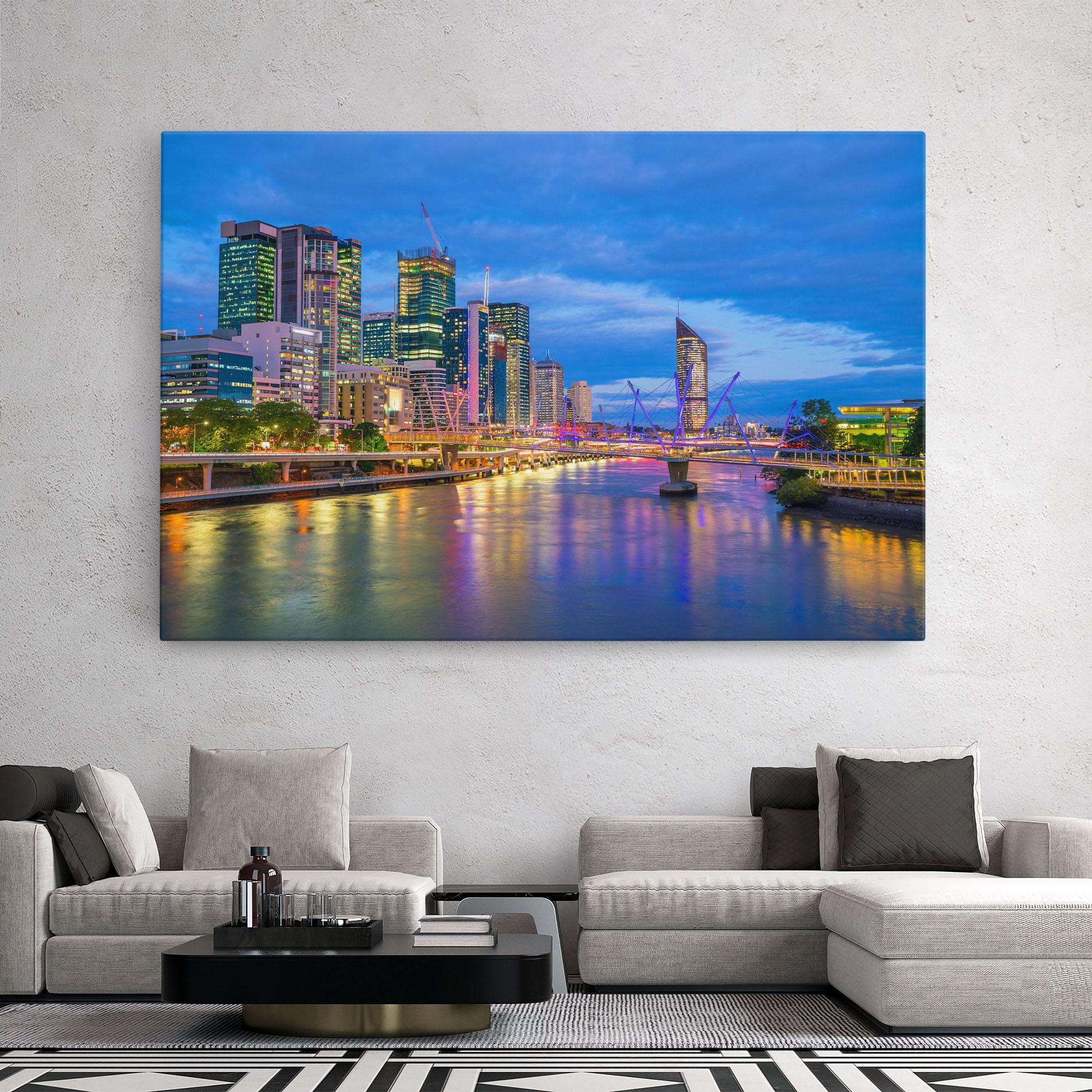 Vászonkép Brisbane Skyline View mockup 2