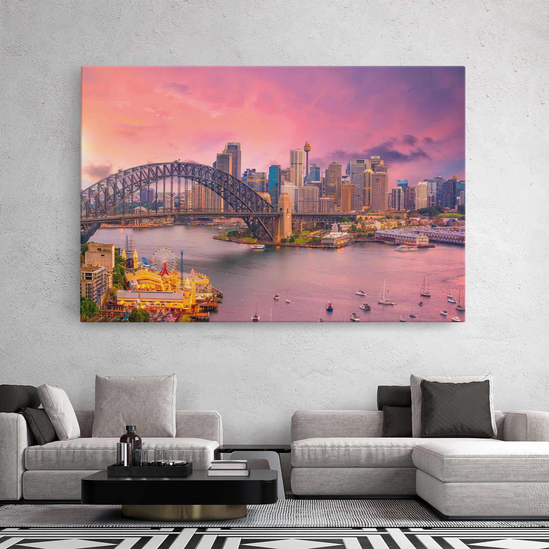 Vászonkép Pink Sydney Skyline mockup 2