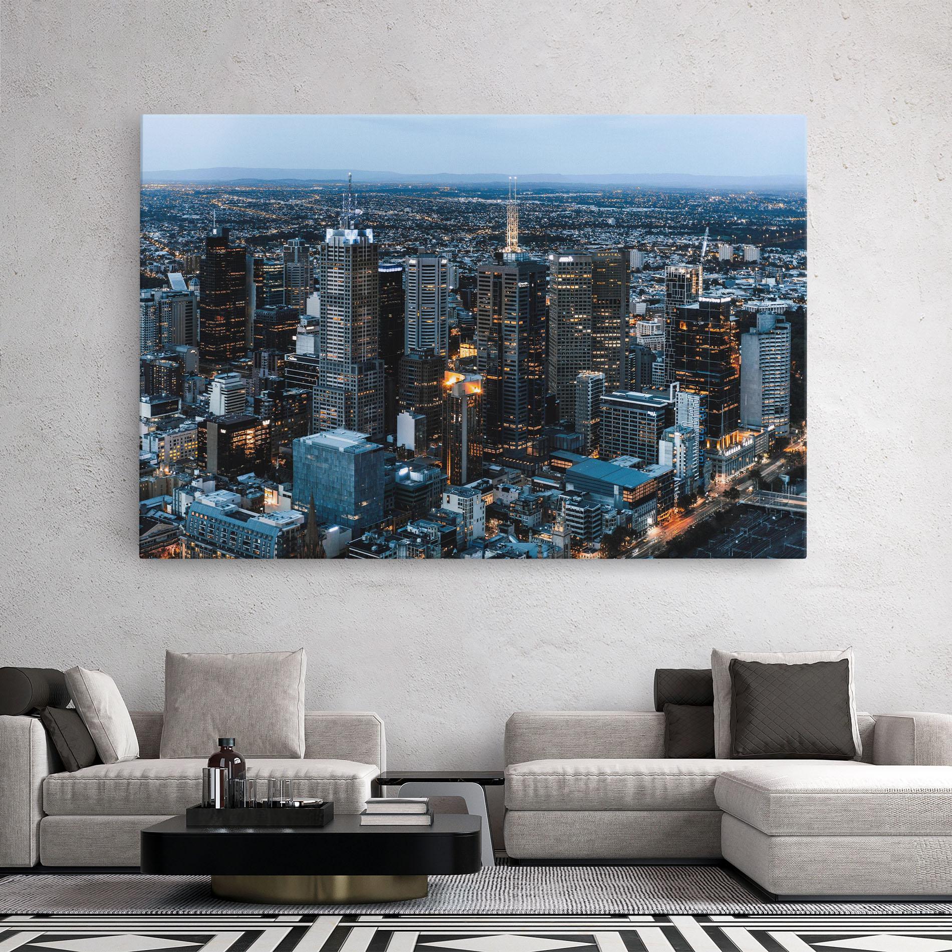 Vászonkép Yellow Lights Skyline mockup 2