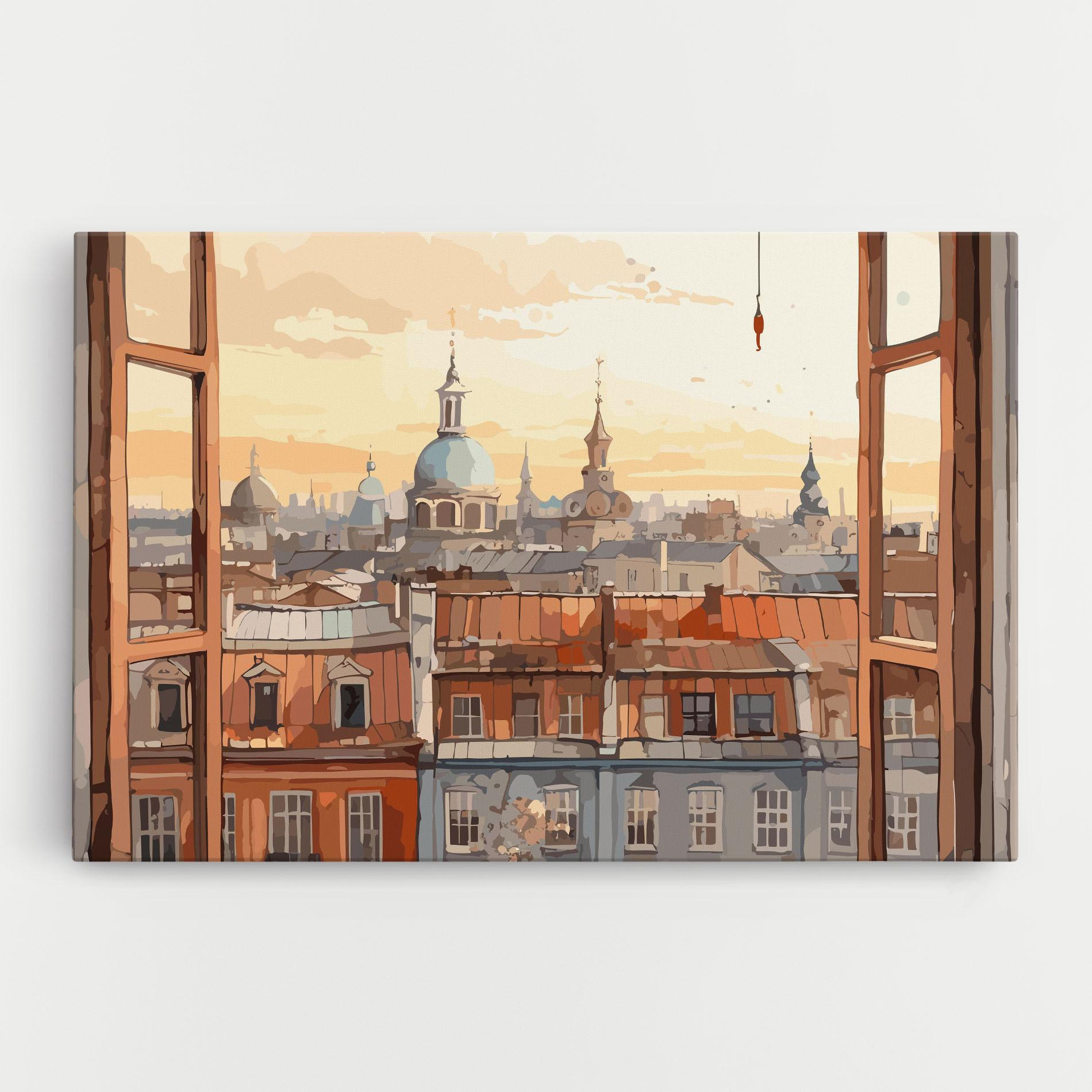 Vászonkép Window City View mockup 0