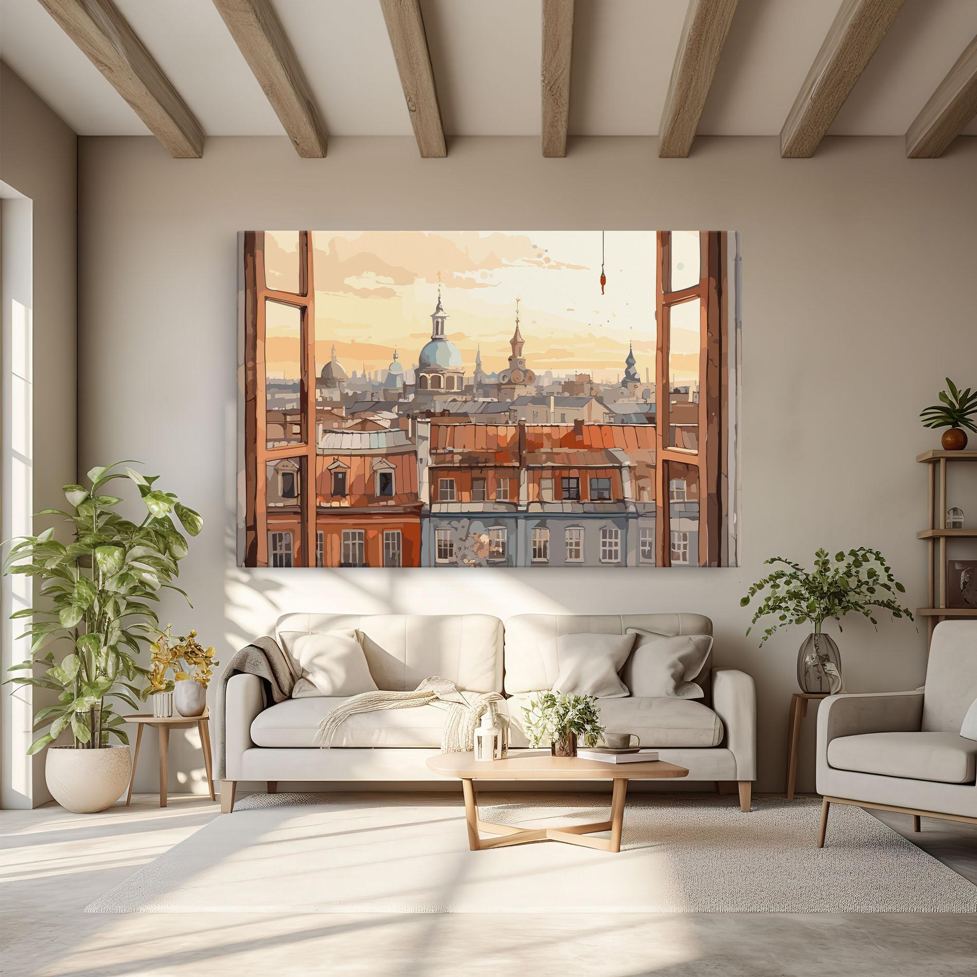 Vászonkép Window City View mockup 6