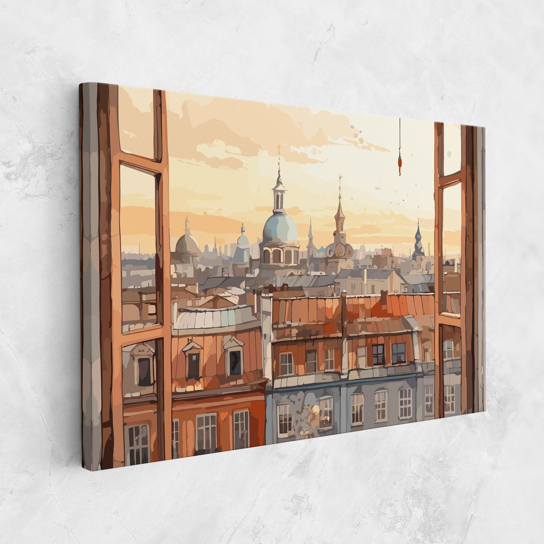 Vászonkép Window City View mockup 1