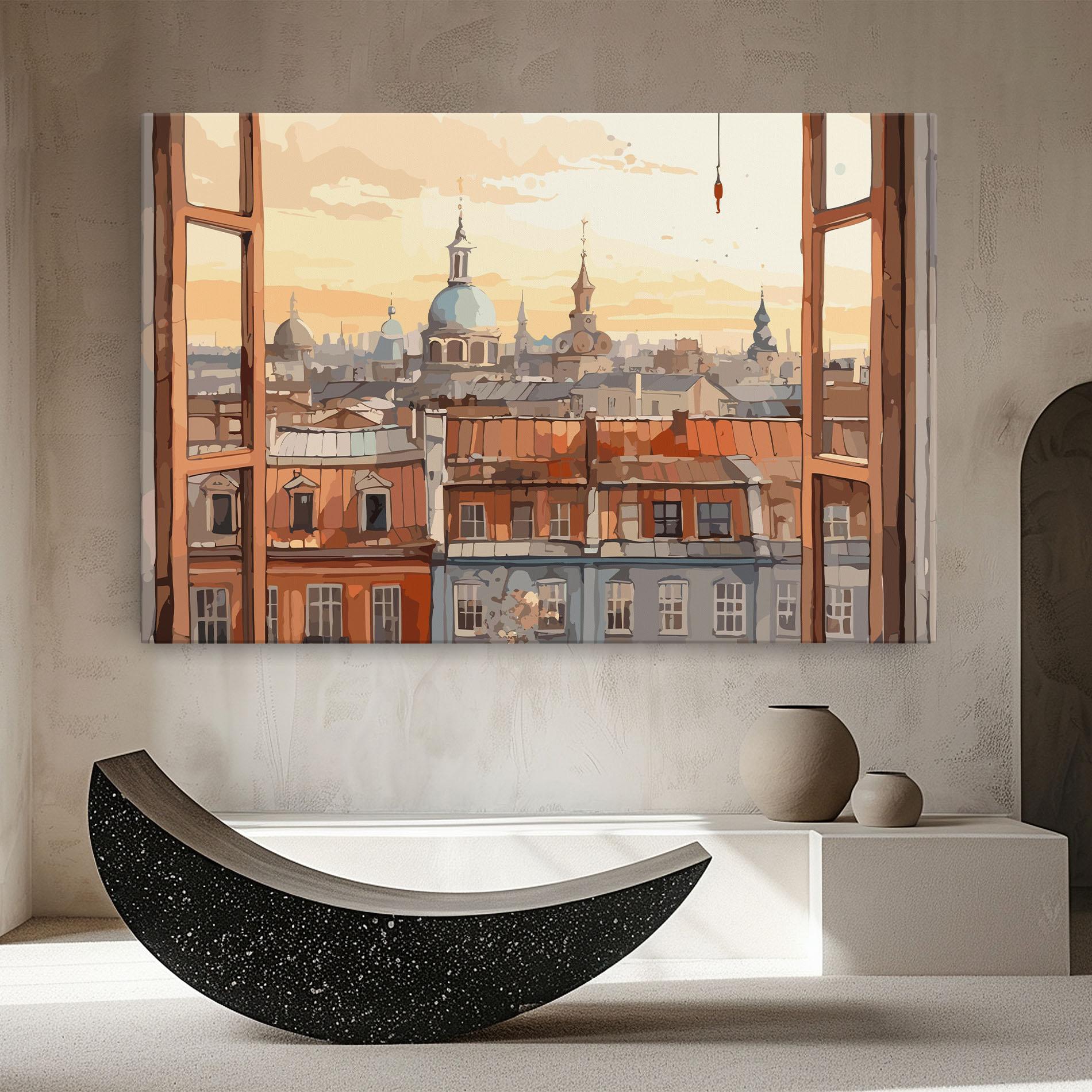 Vászonkép Window City View mockup 8