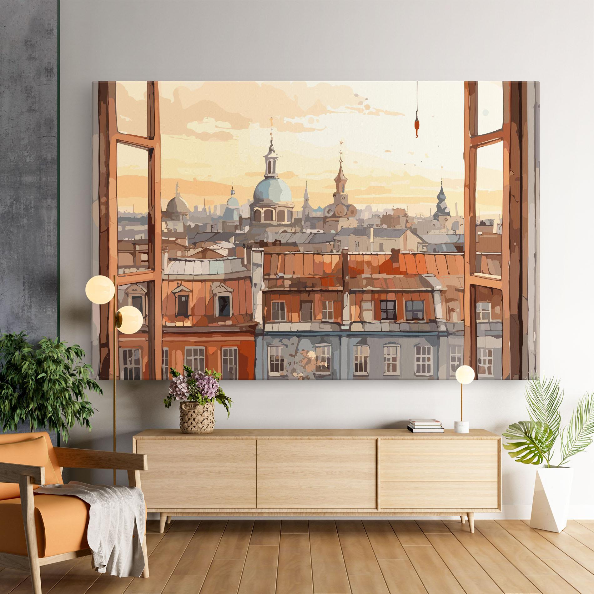 Vászonkép Window City View mockup 9