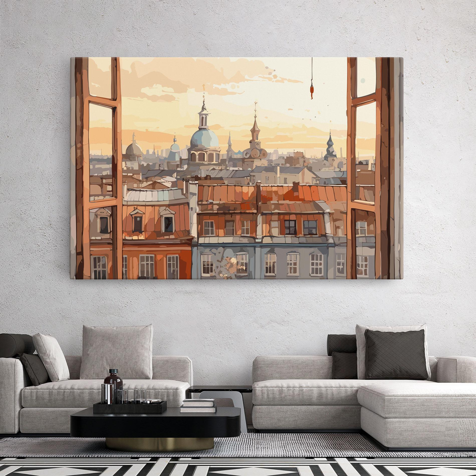 Vászonkép Window City View mockup 2