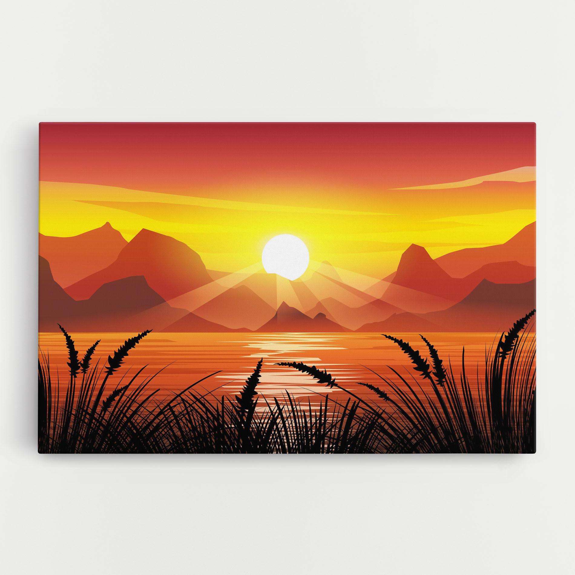 Vászonkép Sunrise Grass Art mockup 0