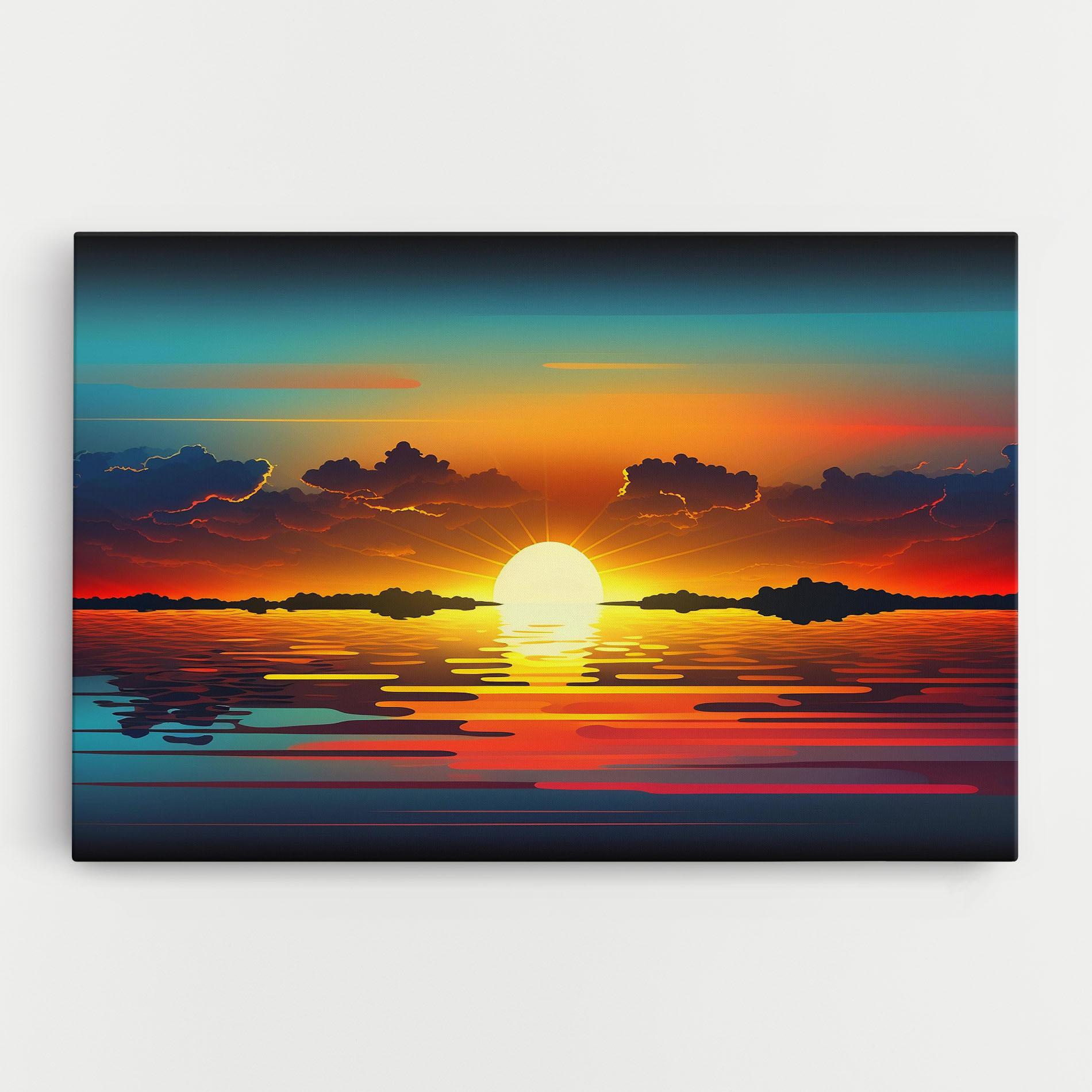 Vászonkép Yellow Sunset Illustration mockup 0