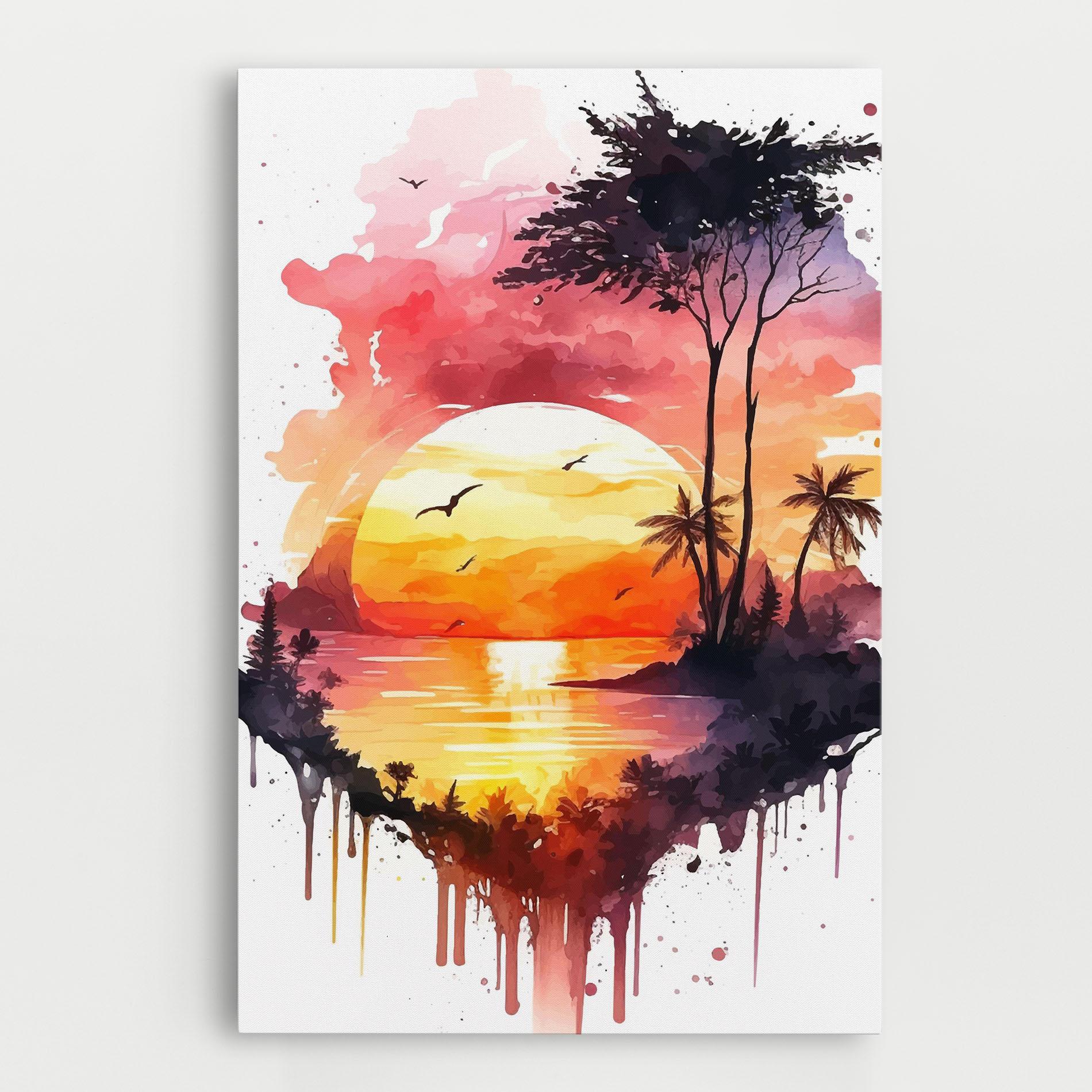 Vászonkép Purple Sunset Art mockup 0