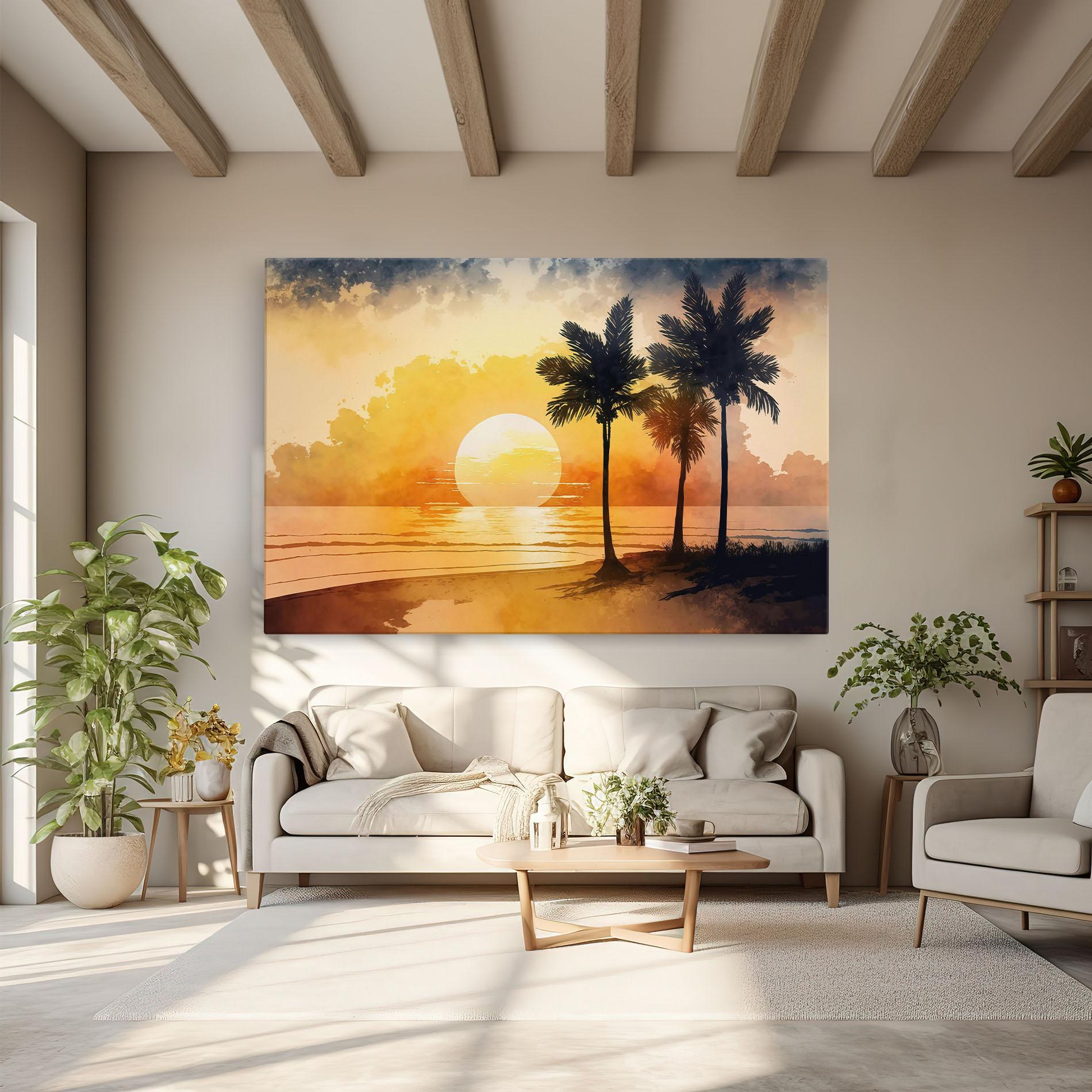 Vászonkép Palm Trees Sunset mockup 6