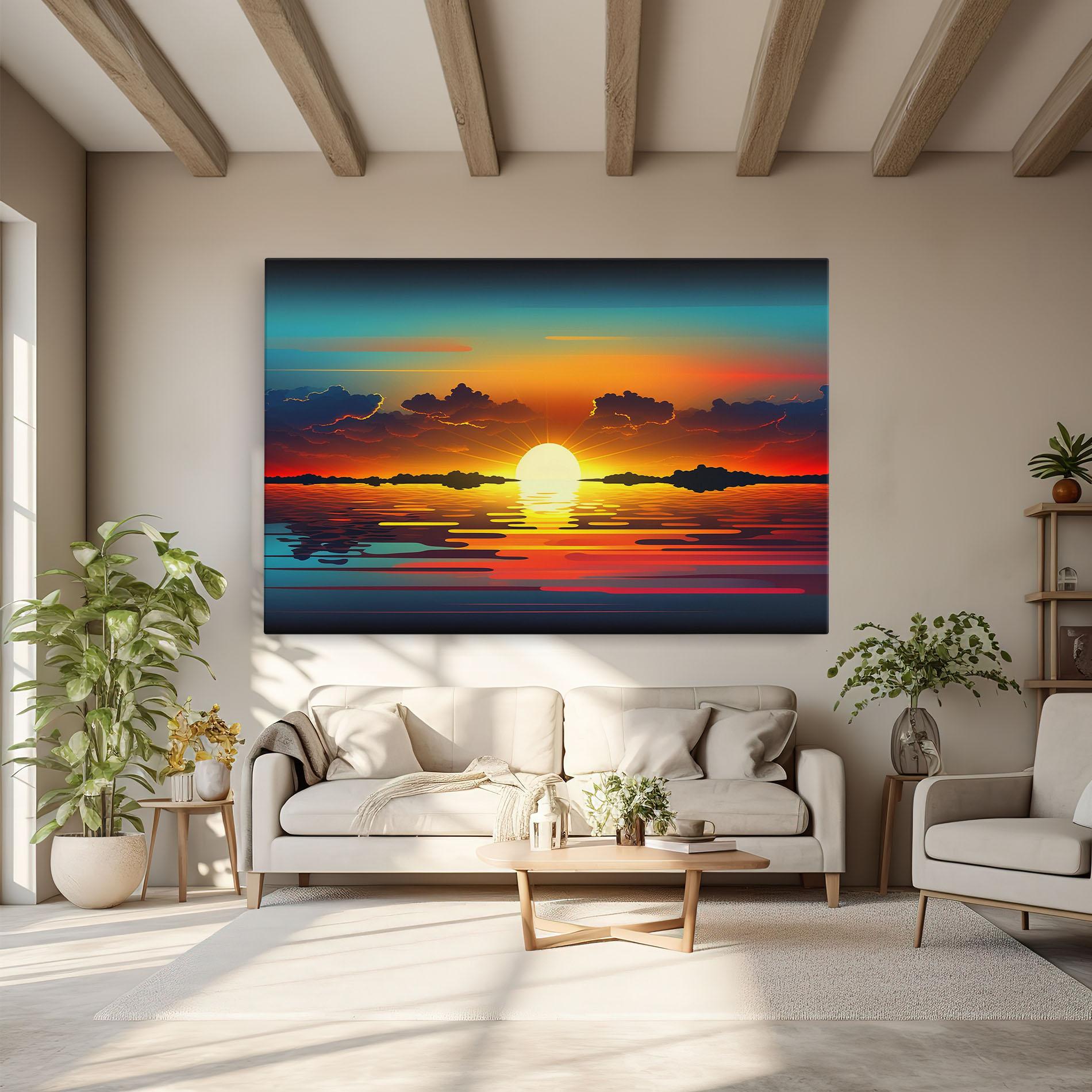 Vászonkép Yellow Sunset Illustration mockup 6