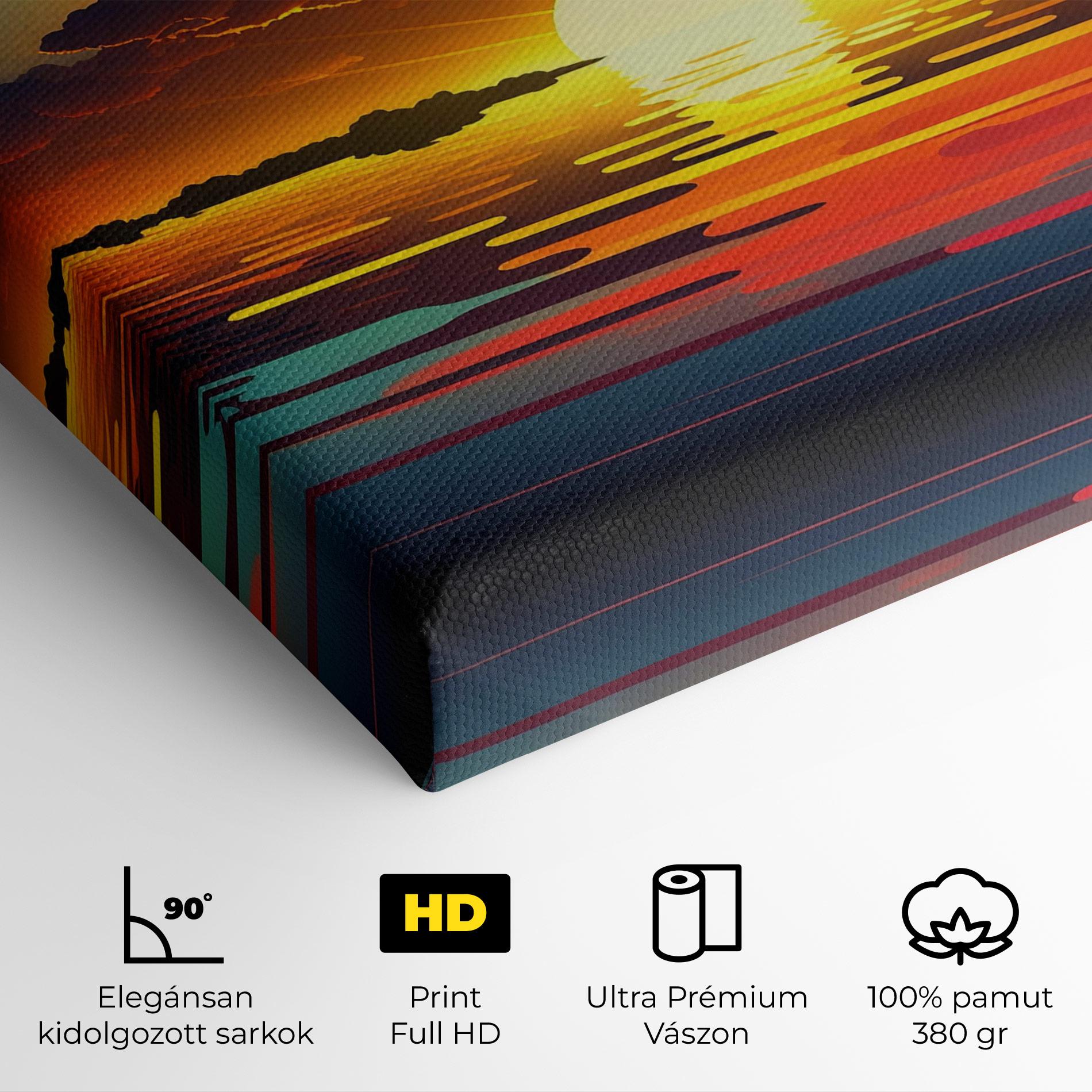 Vászonkép Yellow Sunset Illustration mockup 4