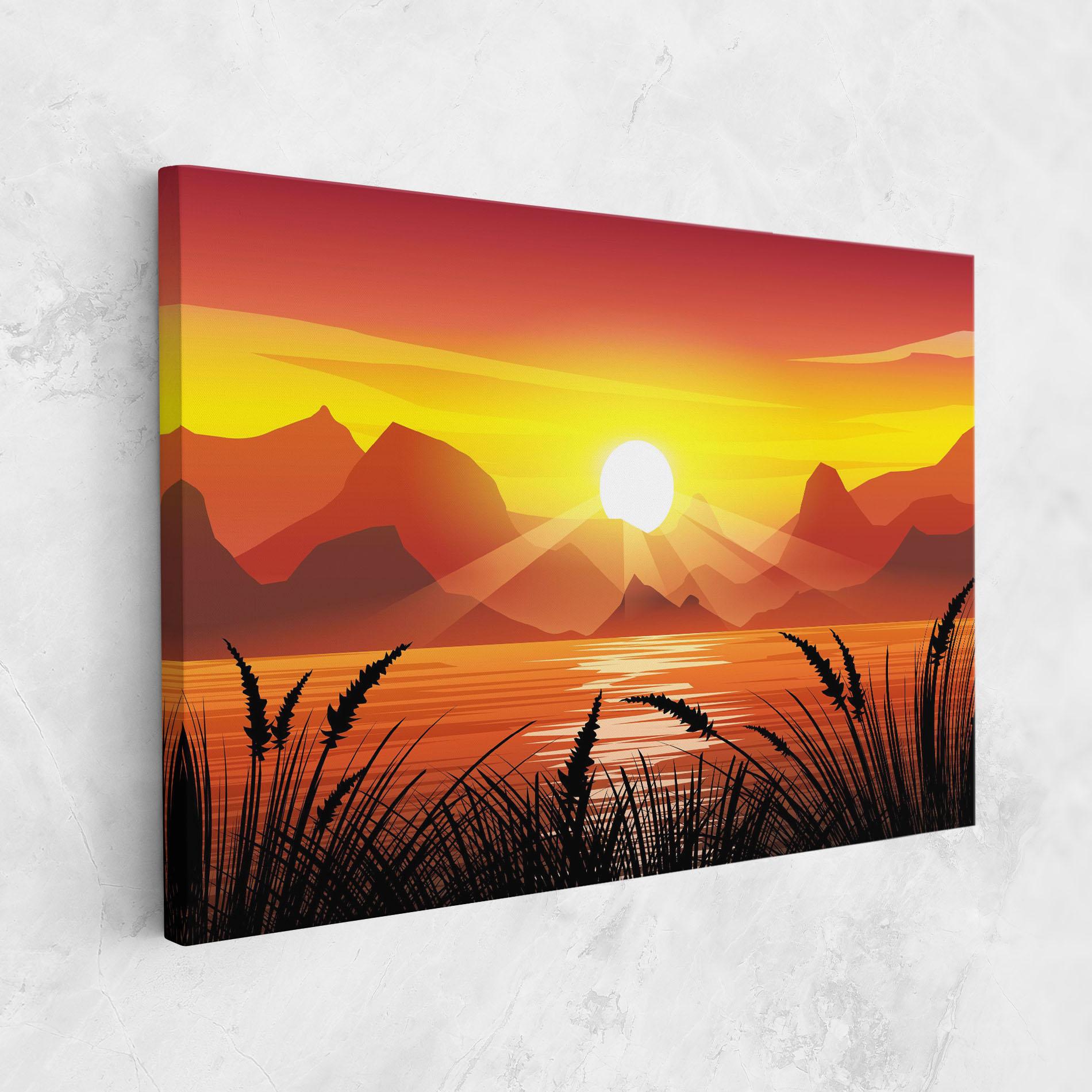 Vászonkép Sunrise Grass Art mockup 1