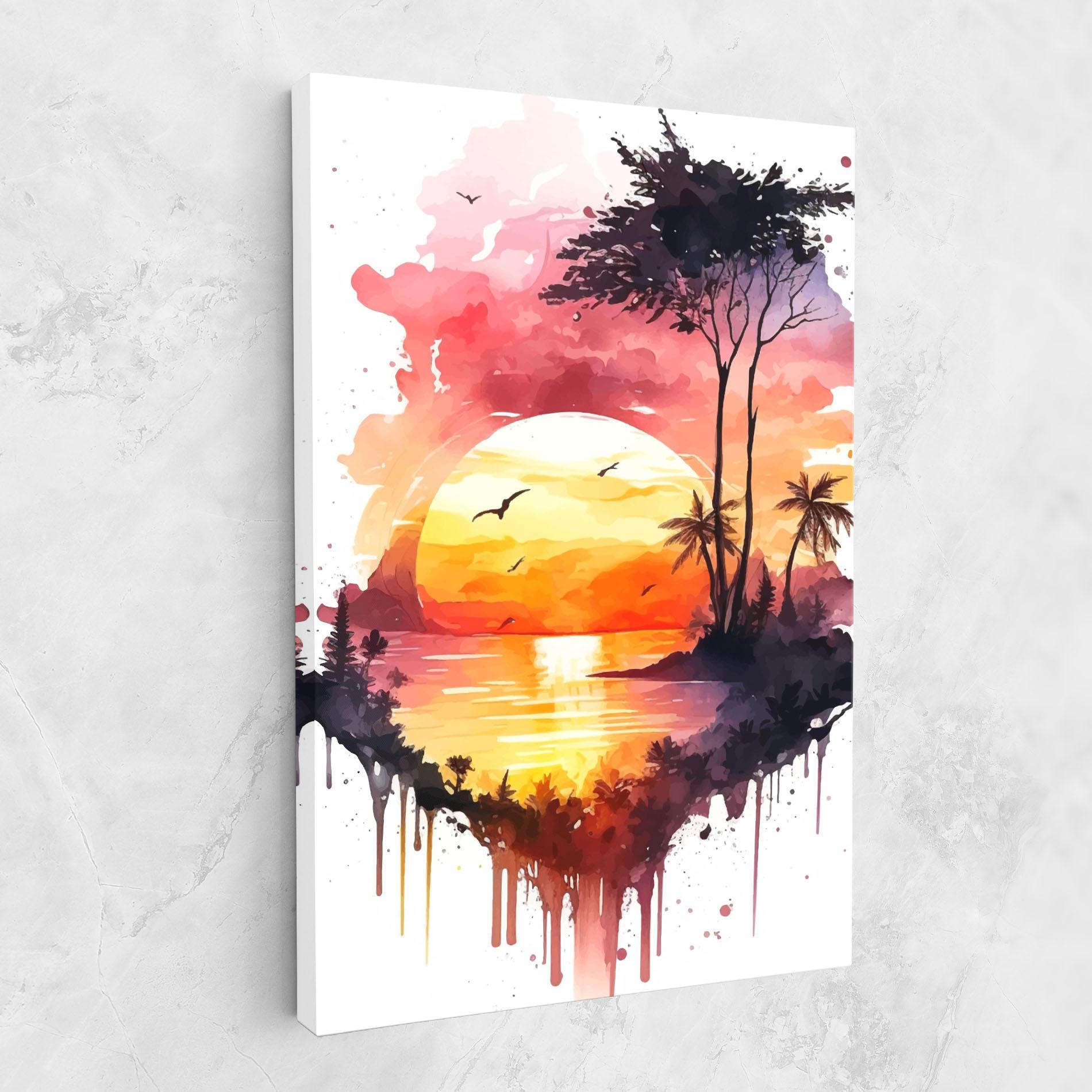 Vászonkép Purple Sunset Art mockup 1
