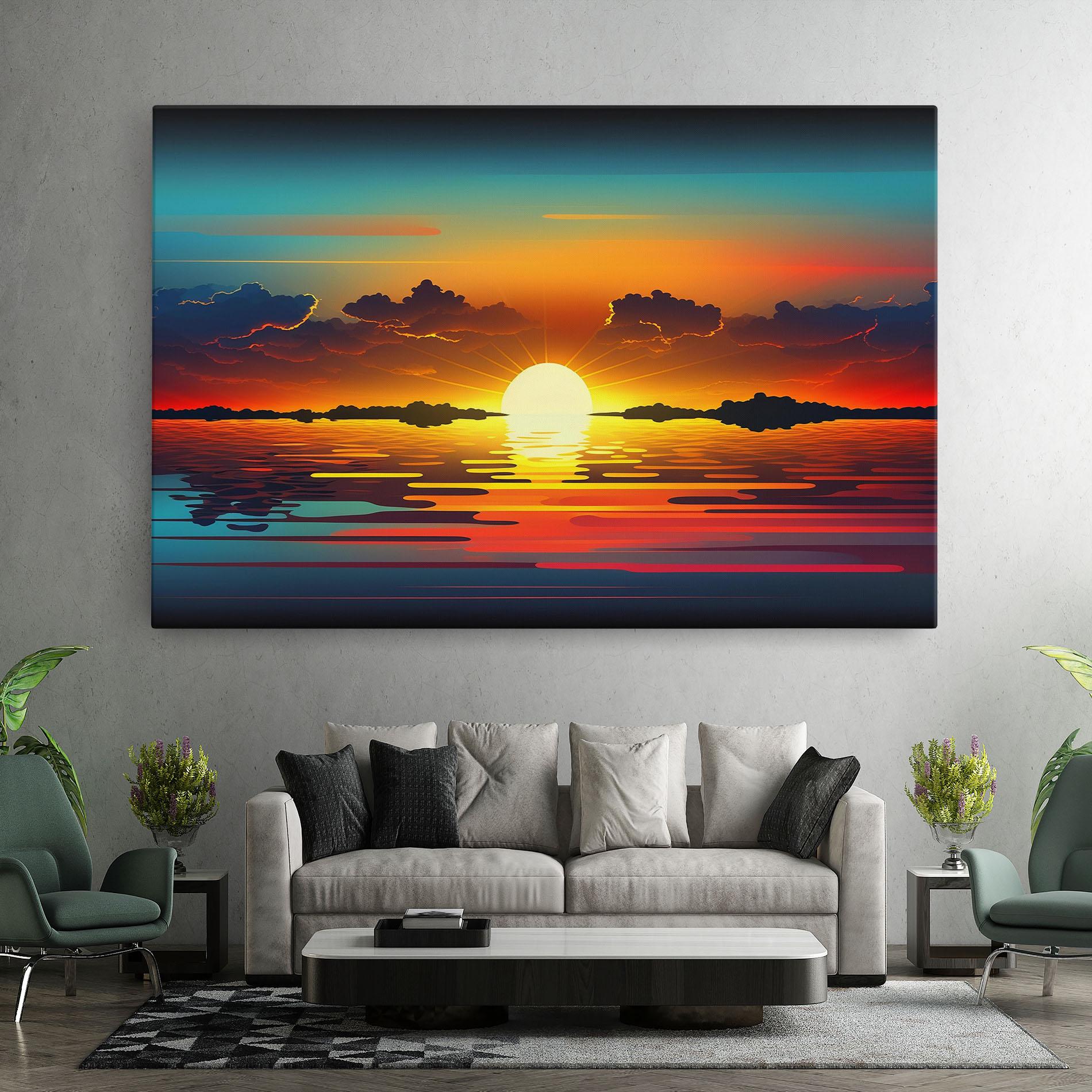Vászonkép Yellow Sunset Illustration mockup 7
