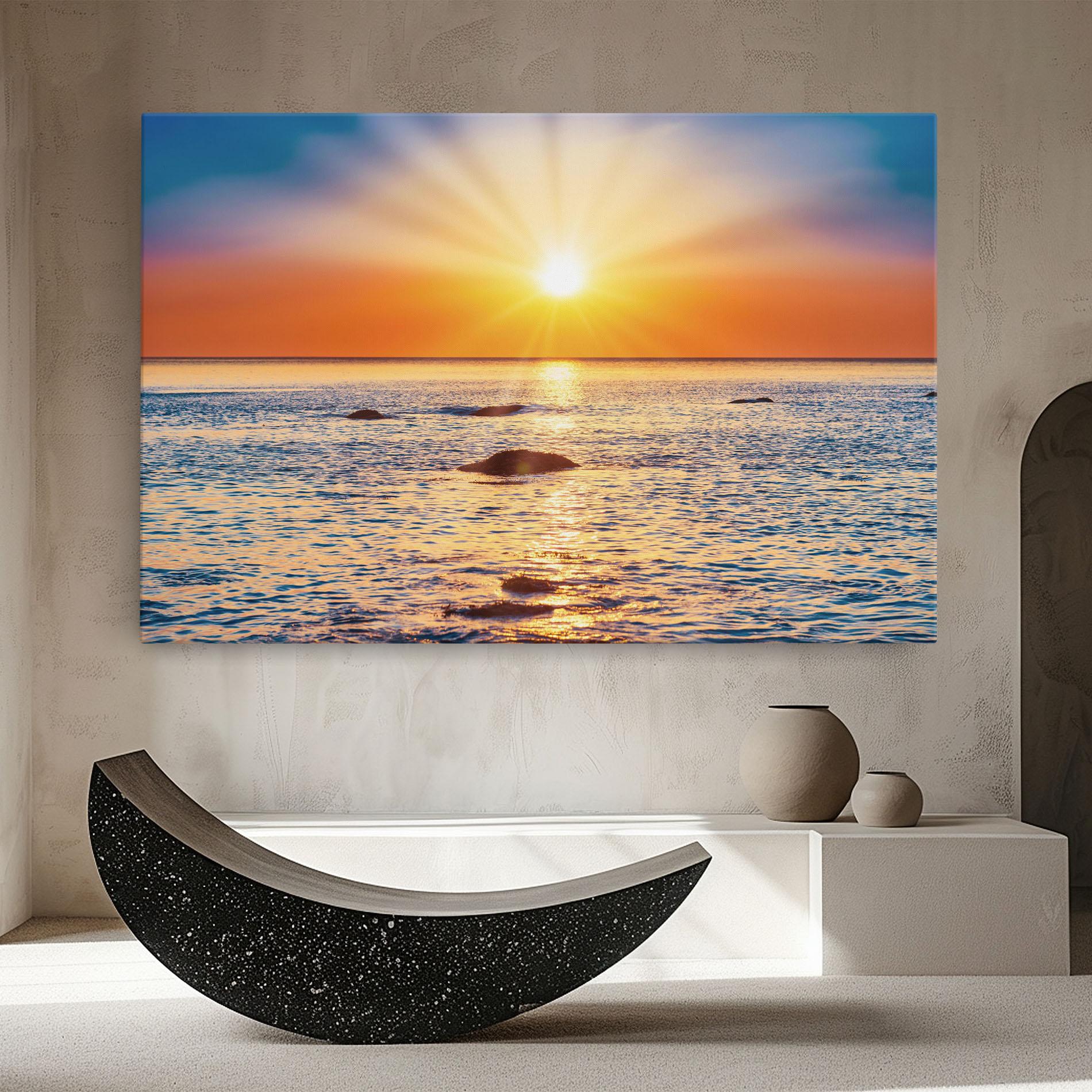 Vászonkép Sunset Beach Rocks mockup 8