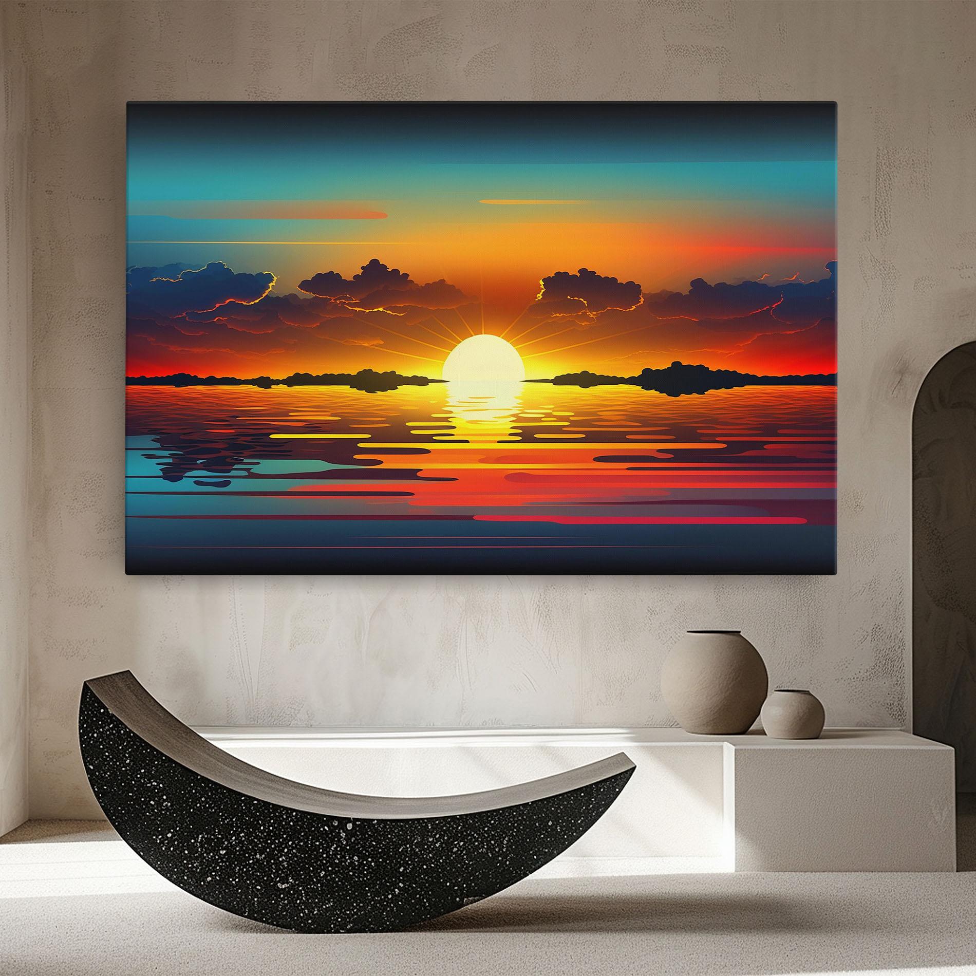 Vászonkép Yellow Sunset Illustration mockup 8