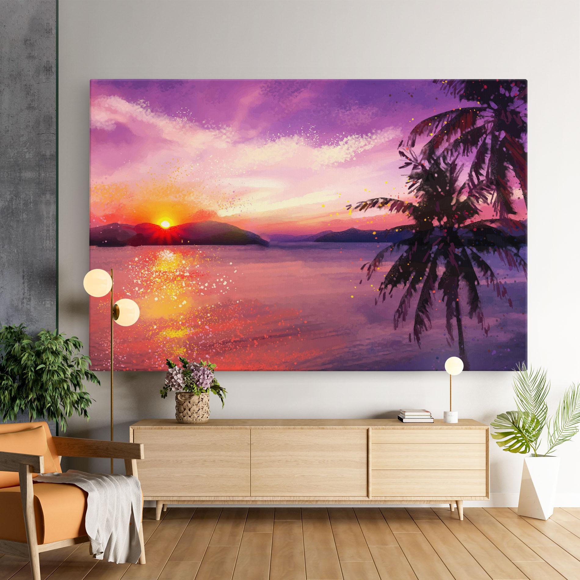 Vászonkép Purple Sunrise Art mockup 9