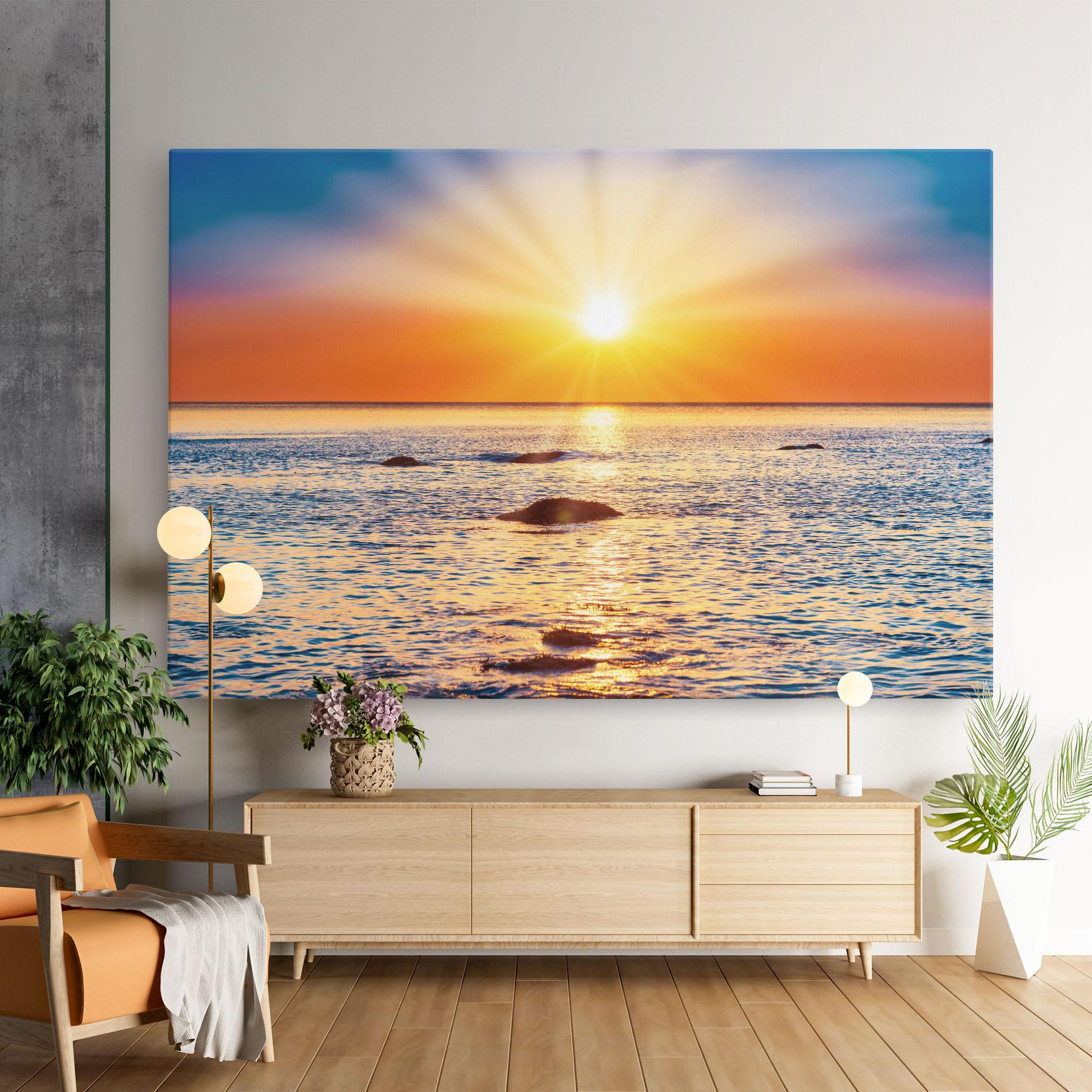 Vászonkép Sunset Beach Rocks mockup 9