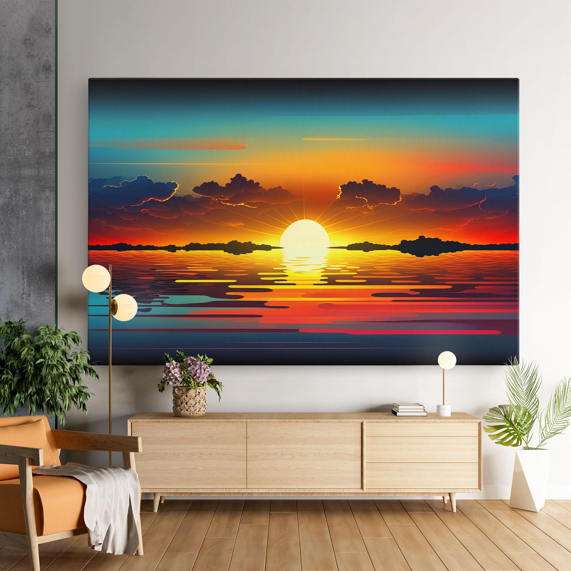 Vászonkép Yellow Sunset Illustration mockup 9