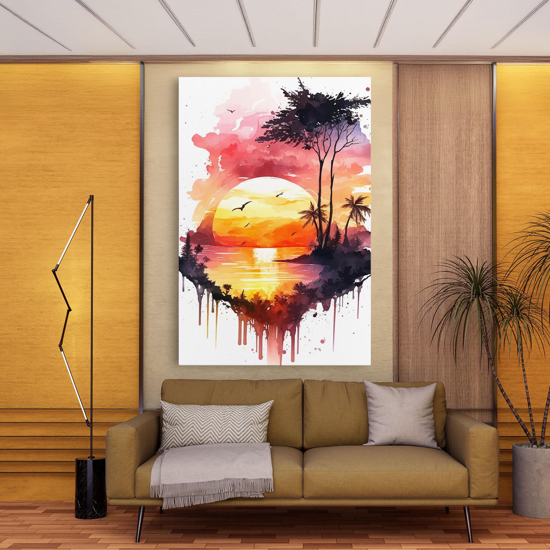 Vászonkép Purple Sunset Art mockup 9