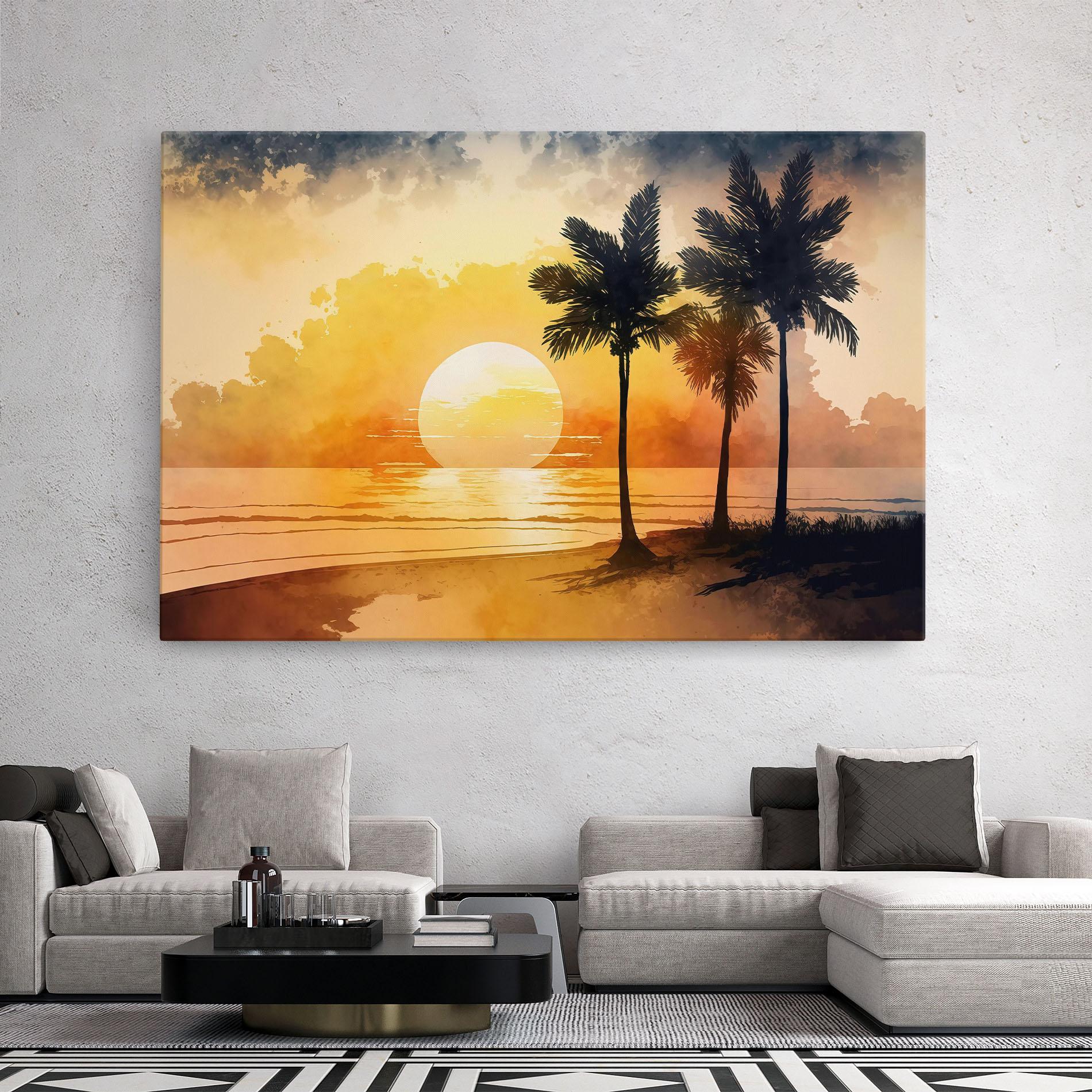 Vászonkép Palm Trees Sunset mockup 2