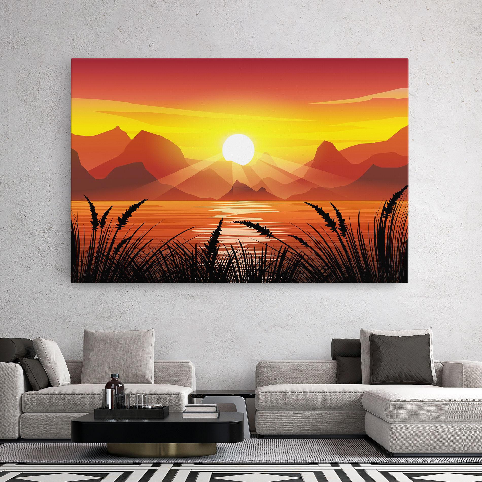 Vászonkép Sunrise Grass Art mockup 2