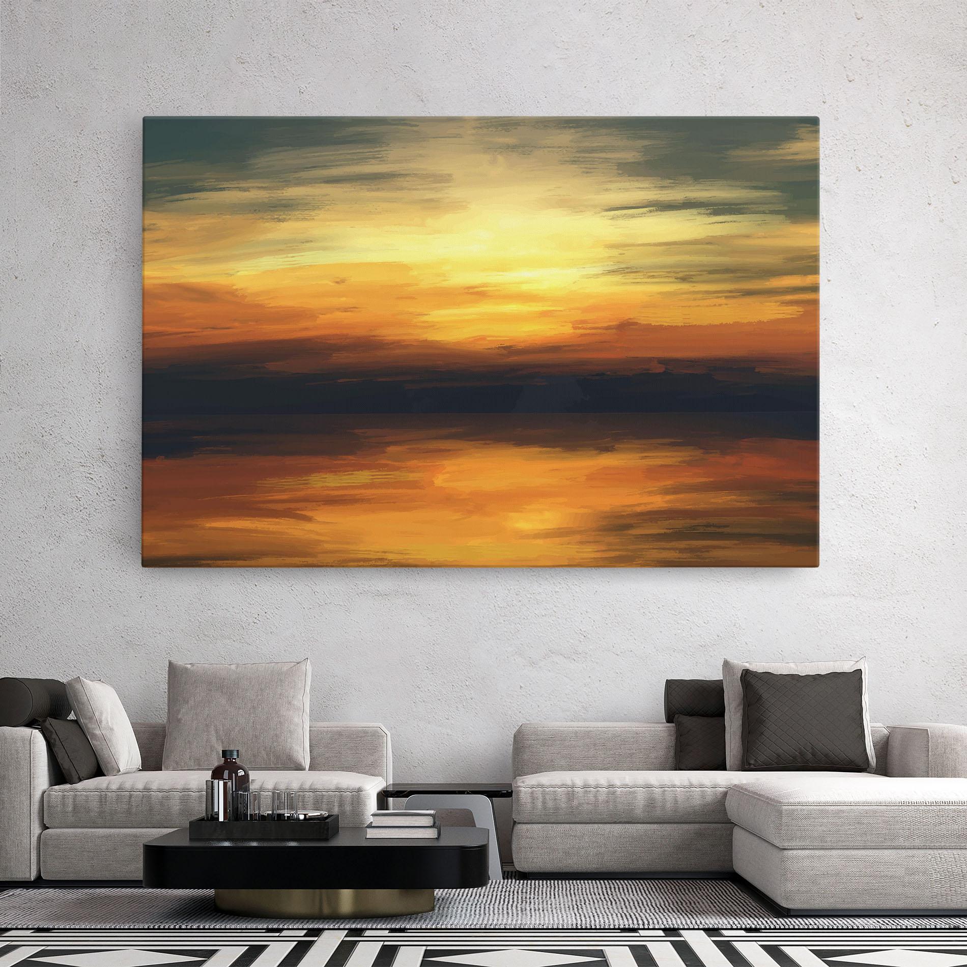 Vászonkép Sunset Oil Paint mockup 2