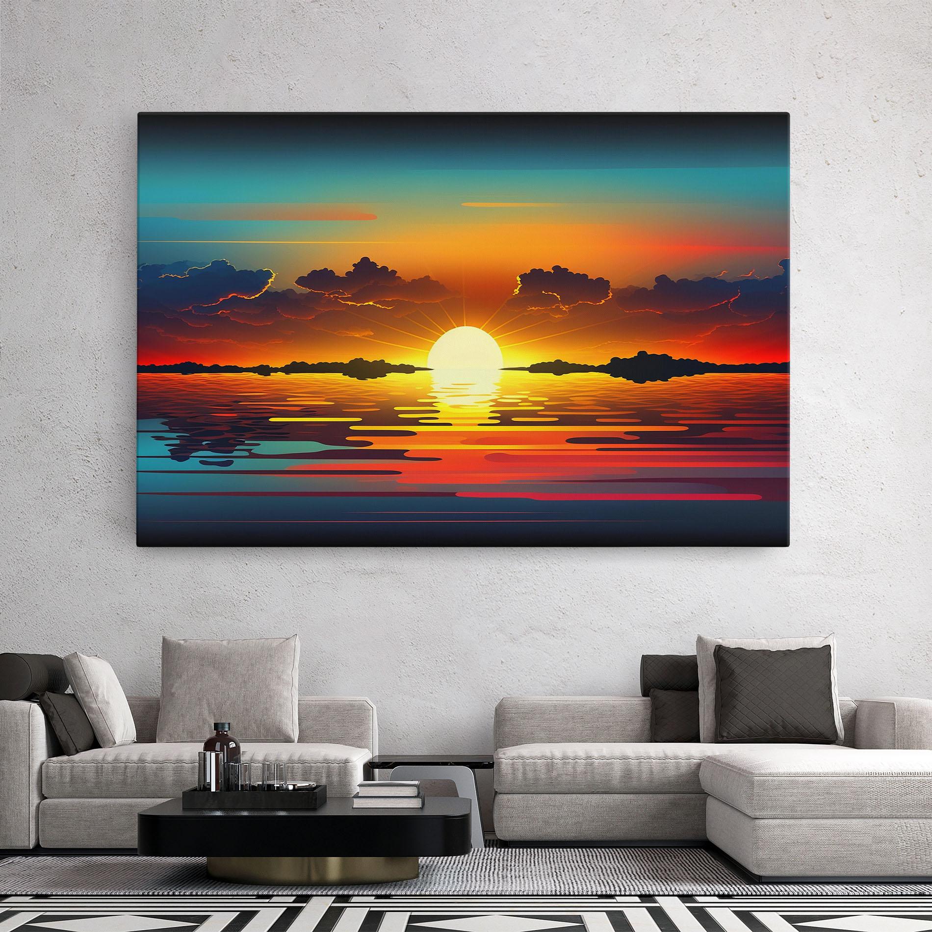 Vászonkép Yellow Sunset Illustration mockup 2